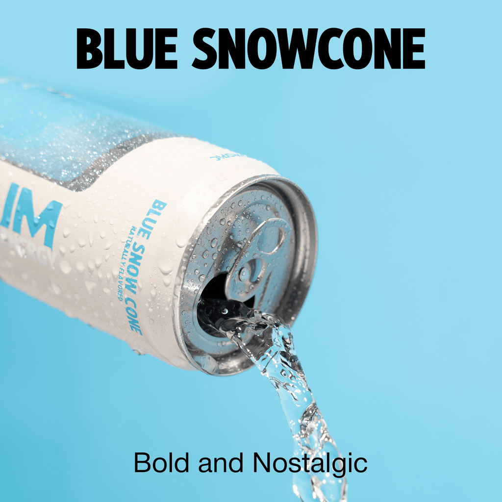 BUM Energy Blue Snow Cone Zero Sugar Energy Drink, 112mg Natural Caffeine, Crash Free Focus, 12 fl oz Cans, 12 Pack