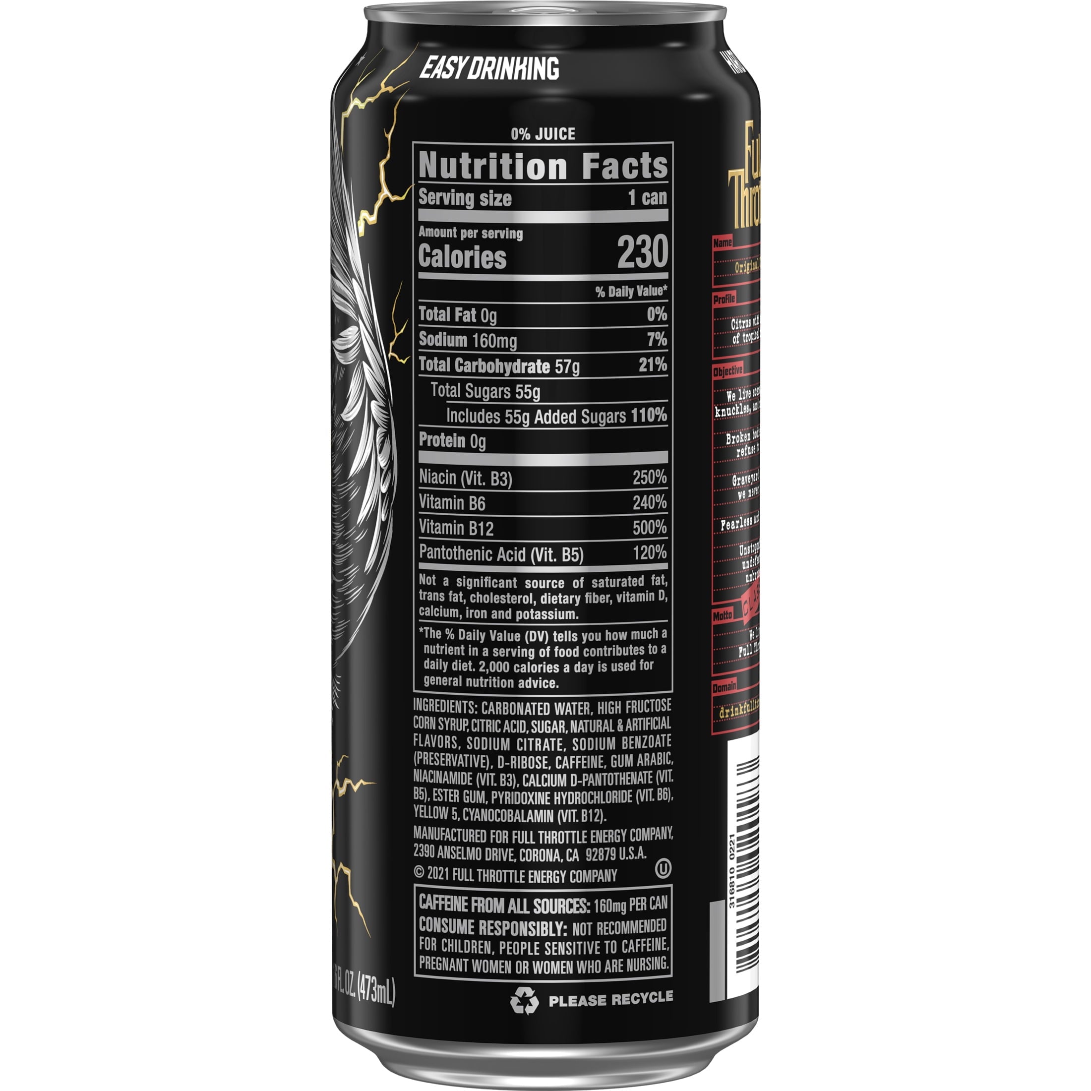 Full Throttle Citrus Energy Drink, 16 Oz Cans