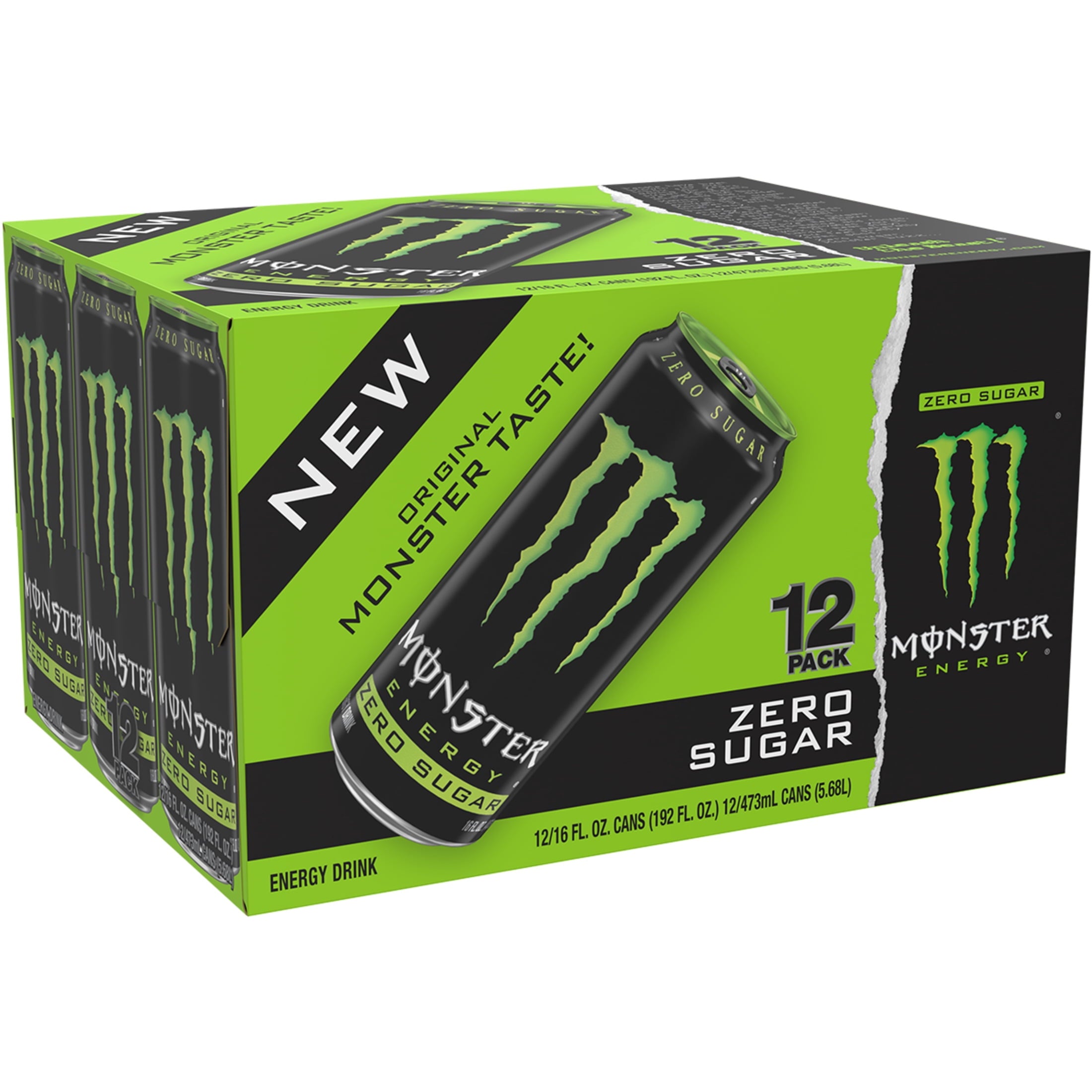 Monster Energy Zero Sugar, Sugar Free Energy Drink, 12 Pack - 16 Fl Oz