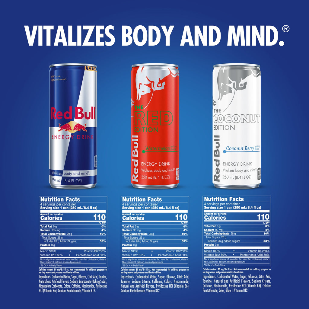 Red Bull Energy Drink Summer Celebration Variety Pack, 80mg Caffeine, Taurine & B Vitamins, 8.4 fl. oz.