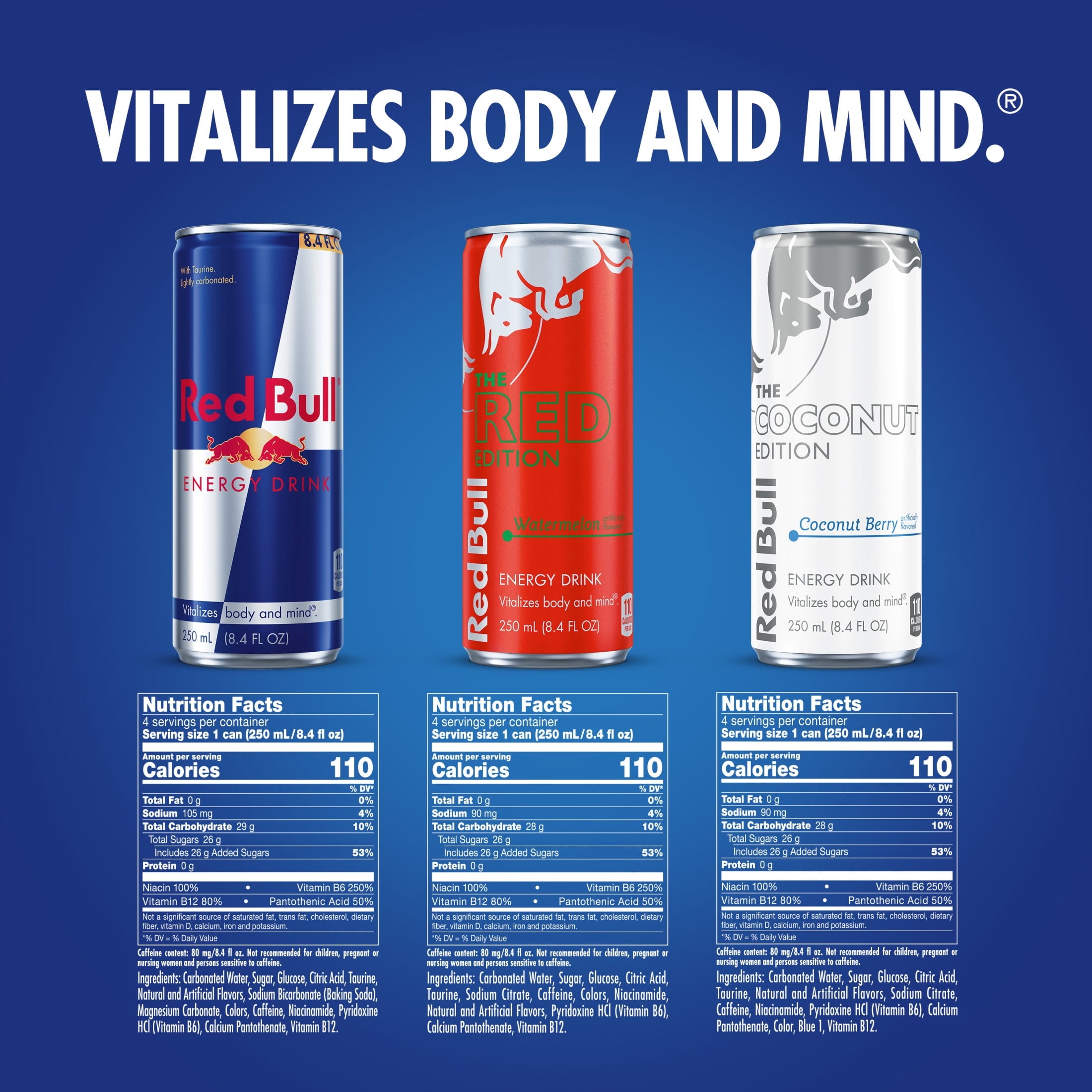 Red Bull Energy Drink Summer Celebration Variety Pack, 80mg Caffeine, Taurine & B Vitamins, 8.4 fl. oz.