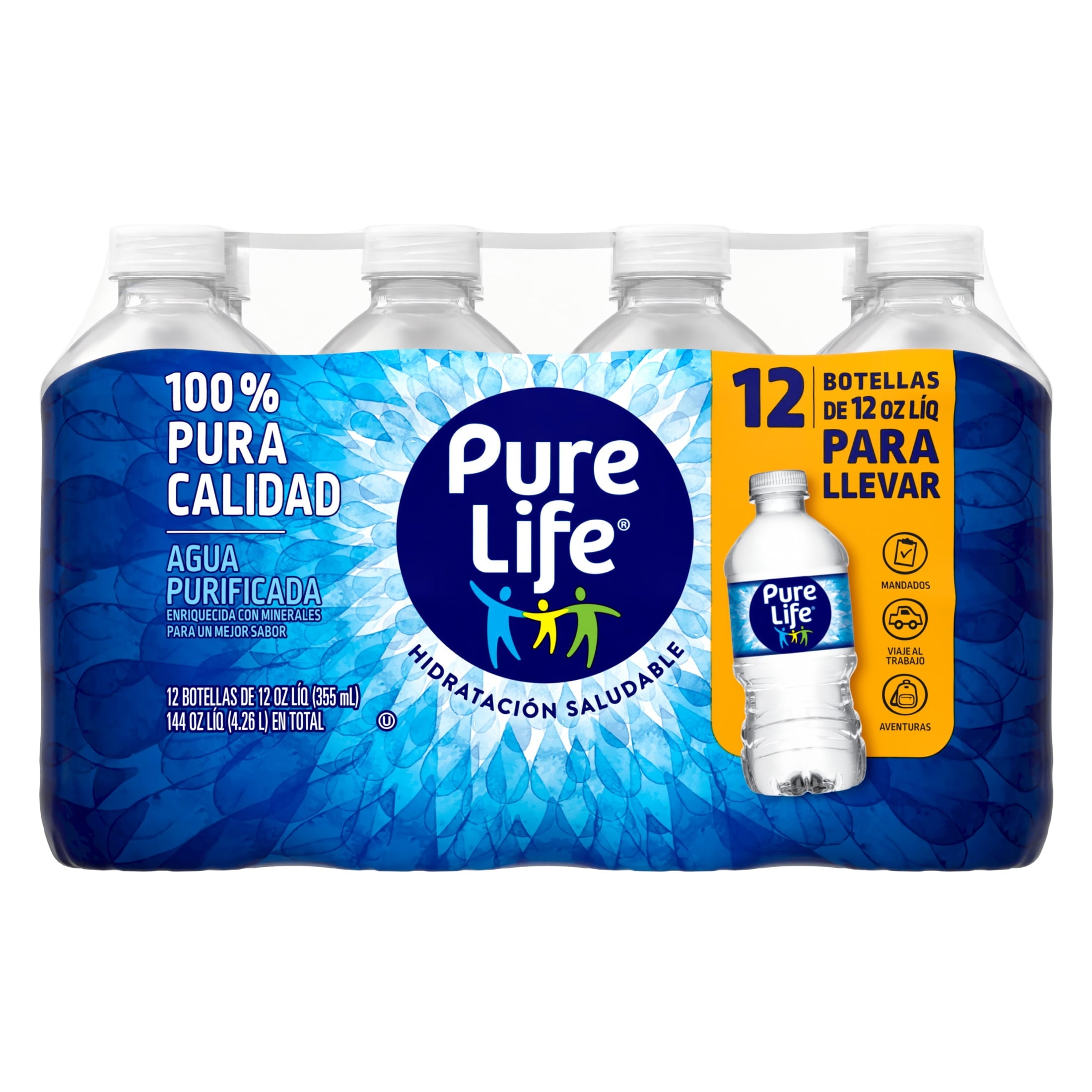 Pure Life Purified Water, 12 fl oz, 12-pack Plastic Bottles
