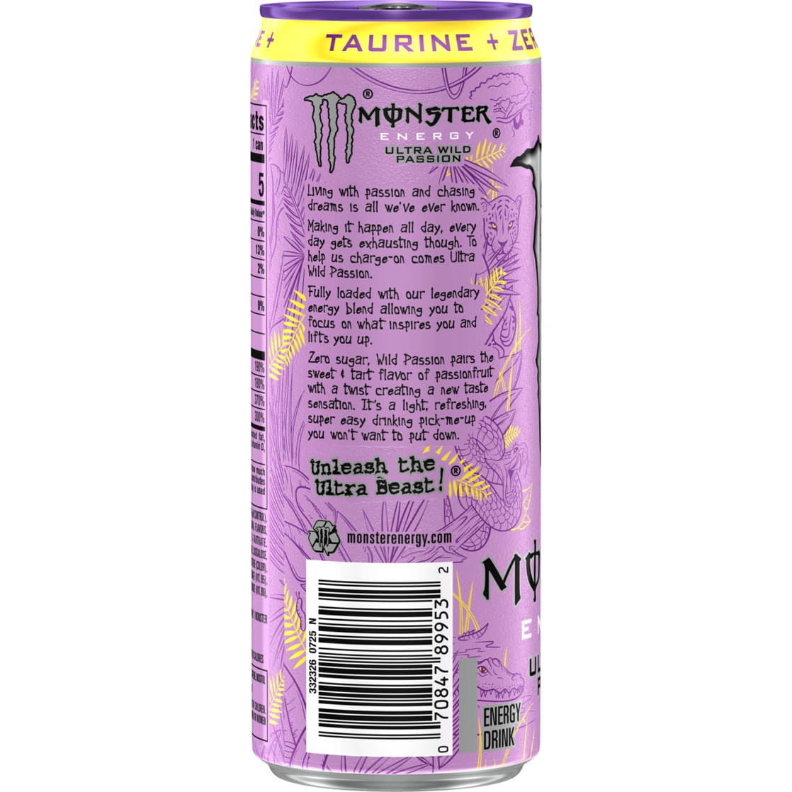 Monster Energy, Ultra Wild Passion, Sugar Free Energy Drink, 12 fl oz, 4 Pack