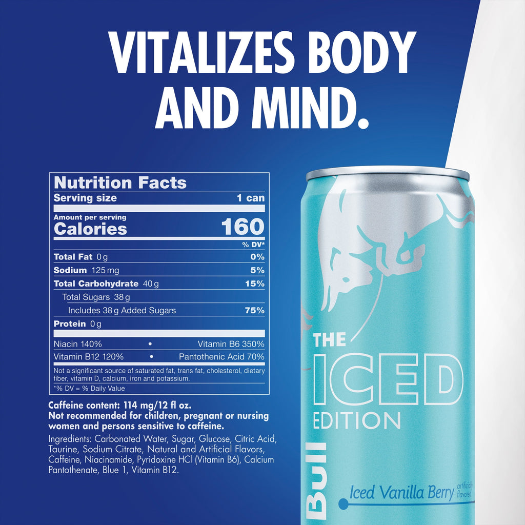 Red Bull Iced Edition Energy Drink, Iced Vanilla Berry, 12 fl. oz., Pack of 4