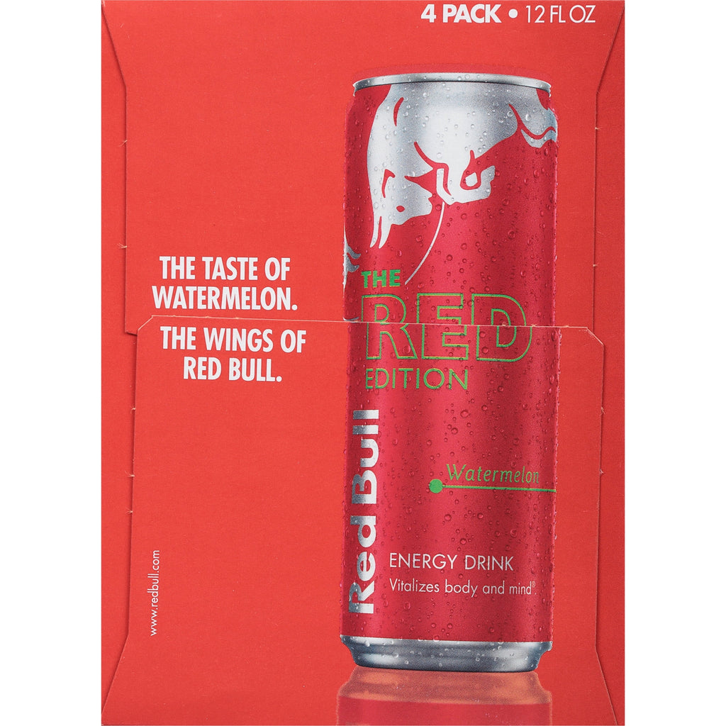Red Bull Red Edition Energy Drink, Watermelon, 12 fl. oz., Pack of 4 Cans