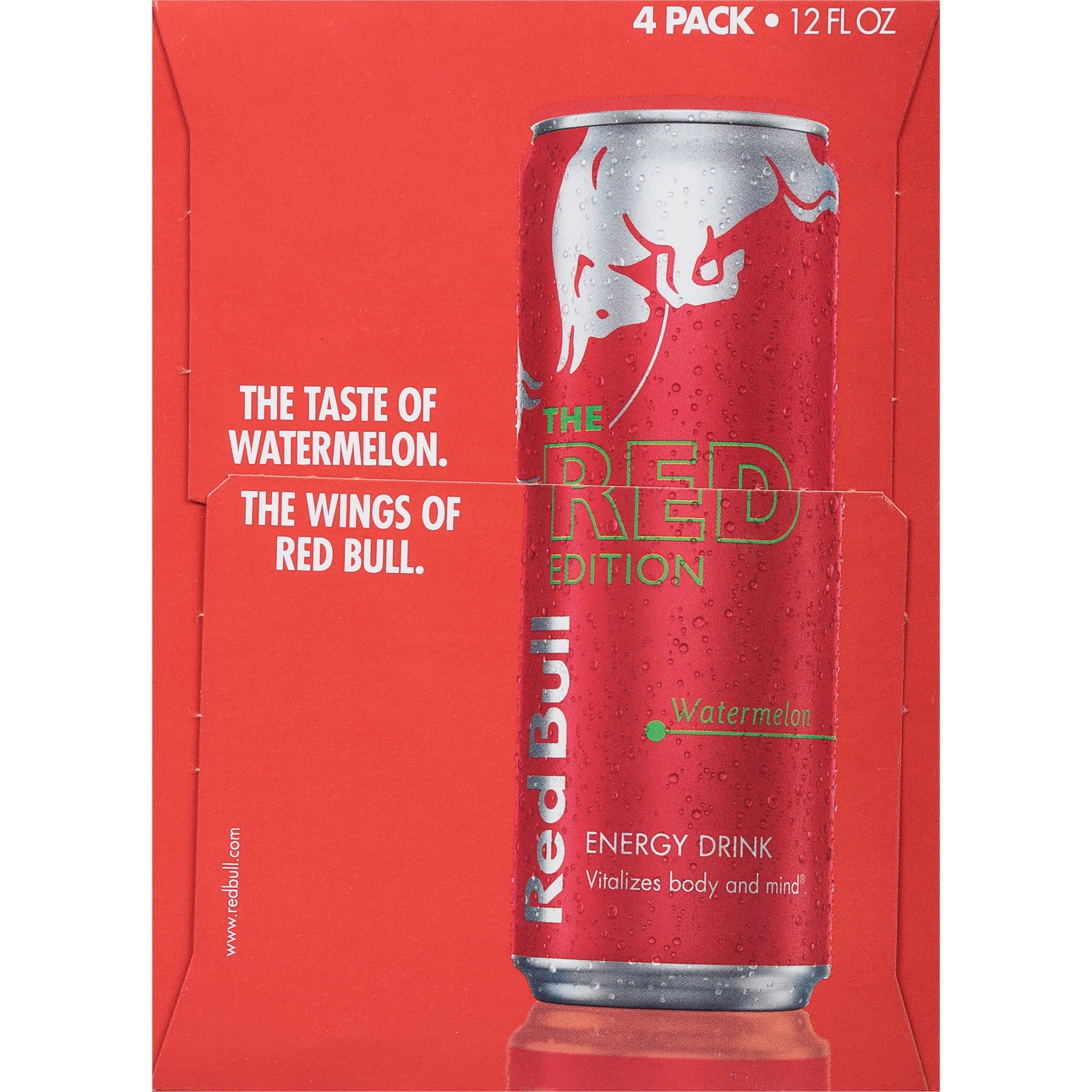 Red Bull Red Edition Energy Drink, Watermelon, 12 fl. oz., Pack of 4 Cans