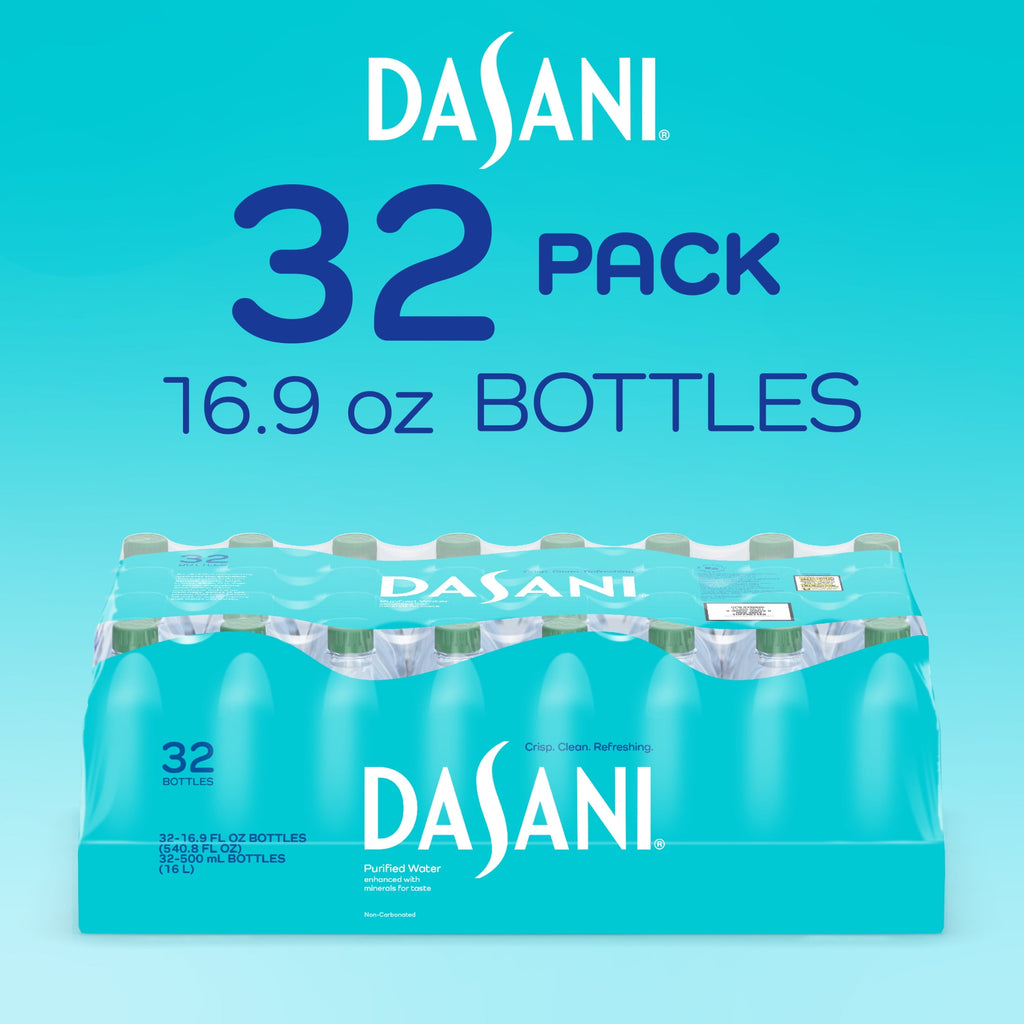 Dasani Purified Water Bottles, 16.9 fl oz, 32 Pack