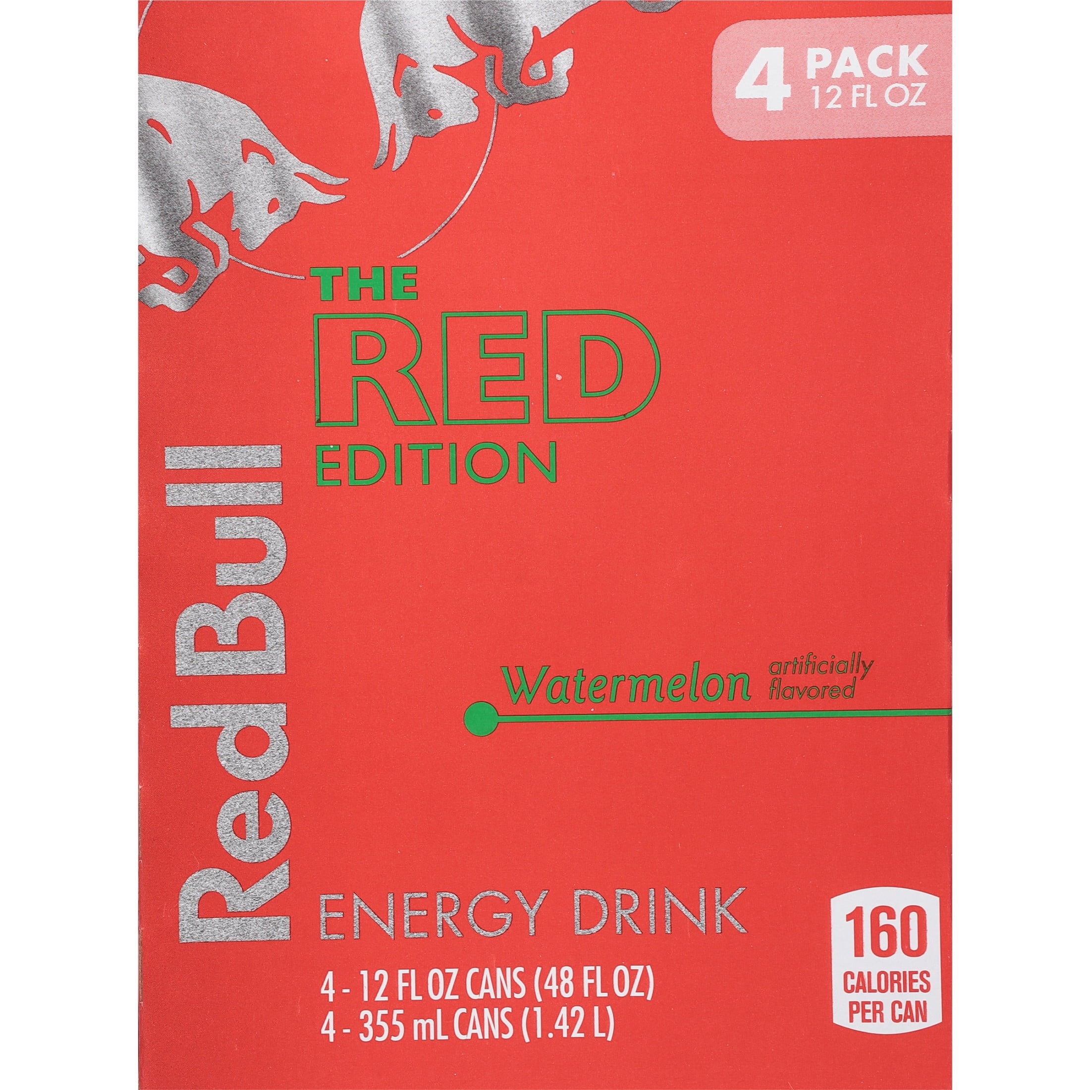 Red Bull Red Edition Energy Drink, Watermelon, 12 fl. oz., Pack of 4 Cans