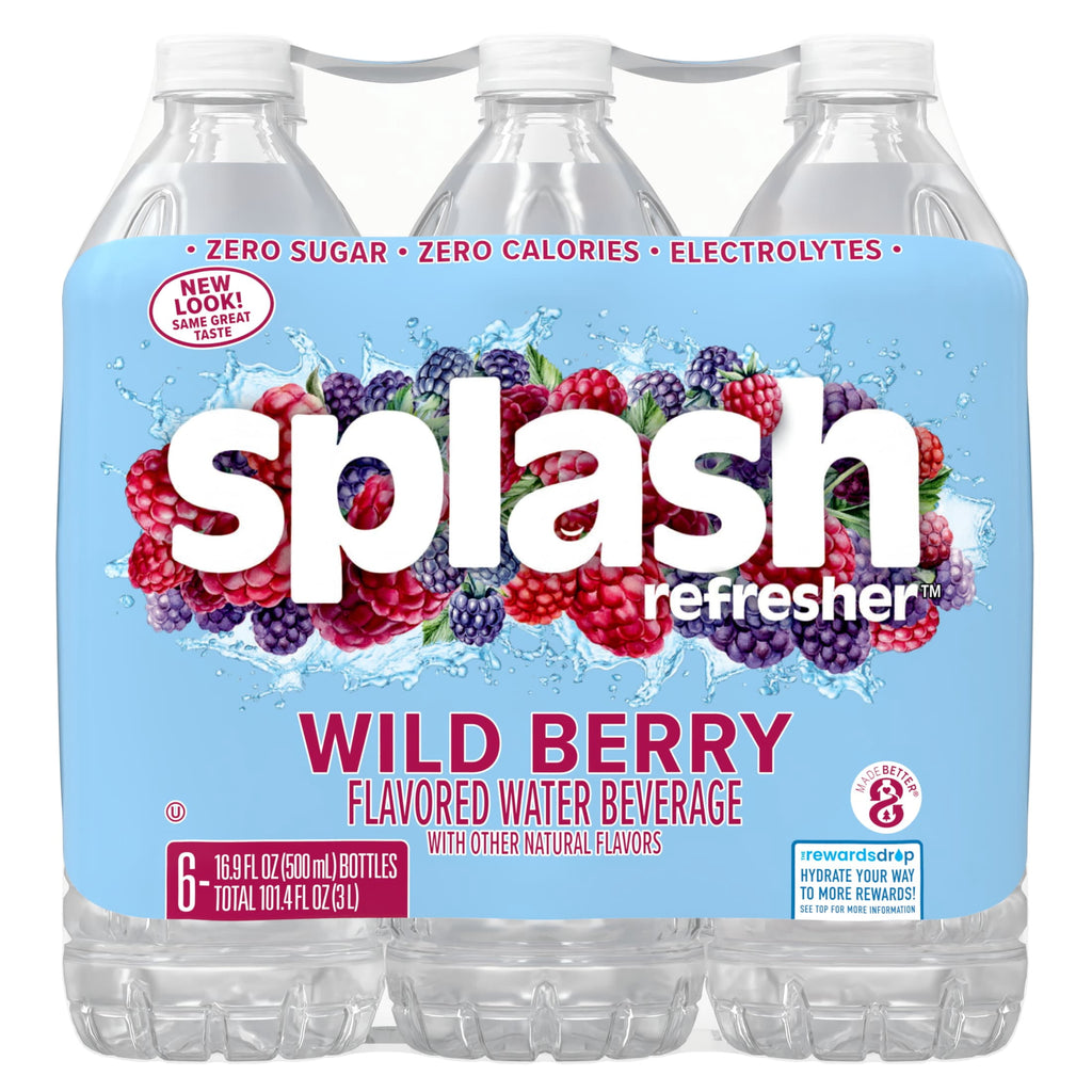 Splash Blast Wild Berry Flavored Water, 16.9 fl oz, 6-pack Plastic Bottles