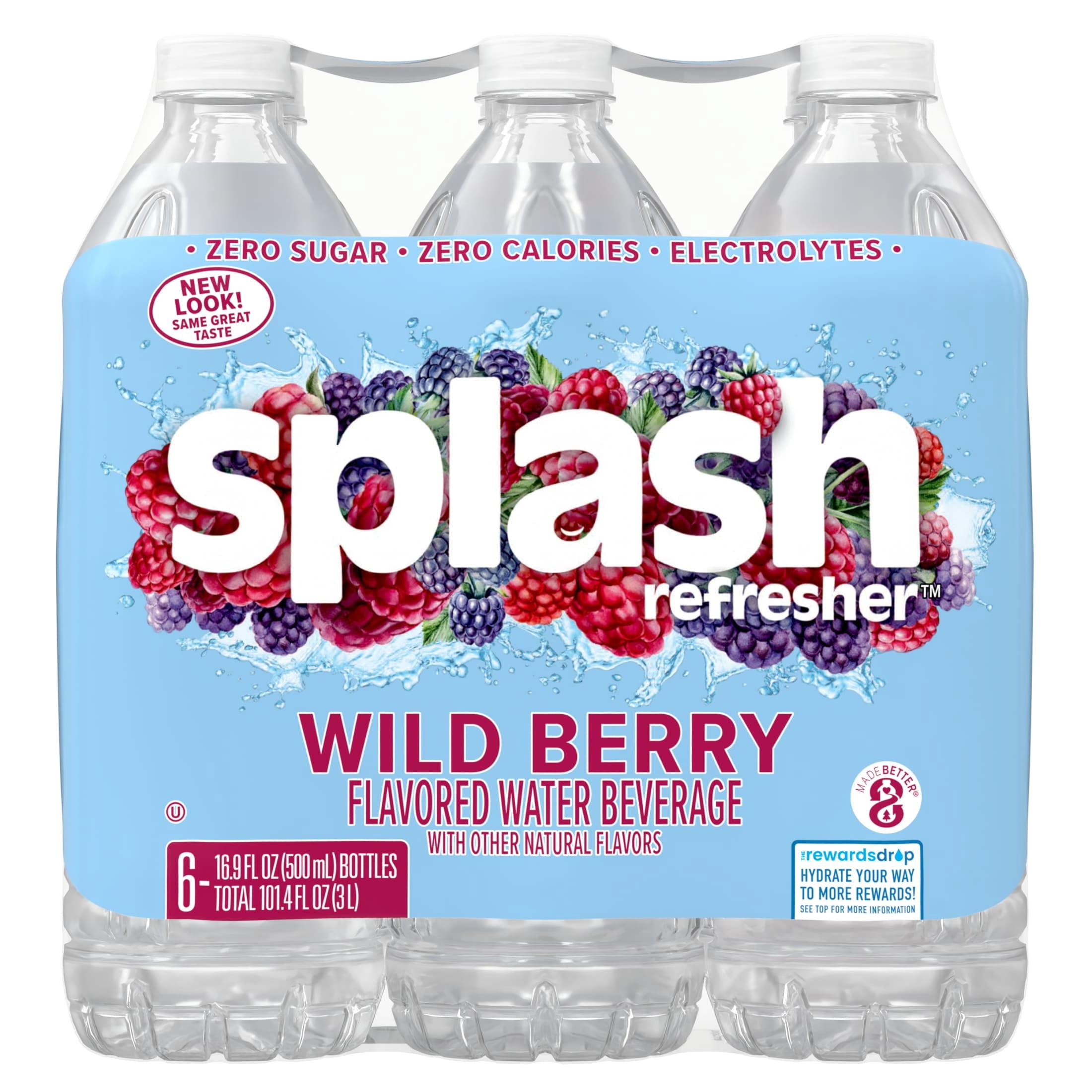 Splash Blast Wild Berry Flavored Water, 16.9 fl oz, 6-pack Plastic Bottles