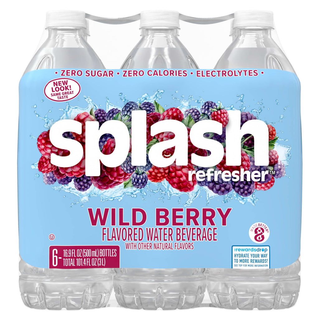 Splash Blast Wild Berry Flavored Water, 16.9 fl oz, 6-pack Plastic Bottles