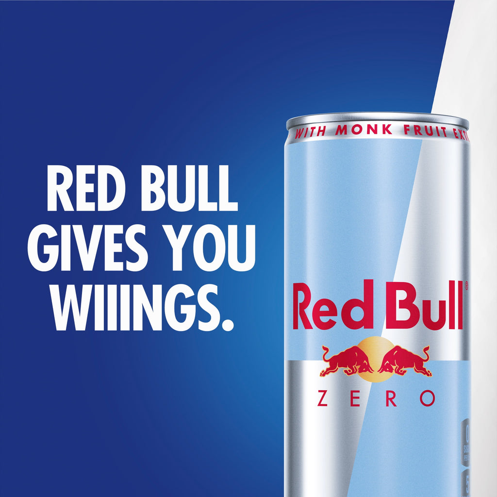 Red Bull Zero Energy Drink, 12 fl. oz., Pack of 4 Cans, 114mg Caffeine, Taurine & B Vitamins