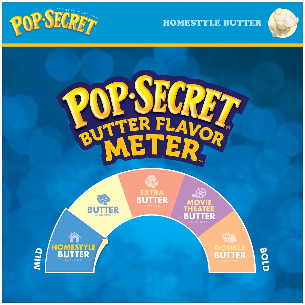 Pop Secret Microwave Popcorn, Homestyle Butter Flavor, 3.2 oz Sharing Bags, 12 Ct