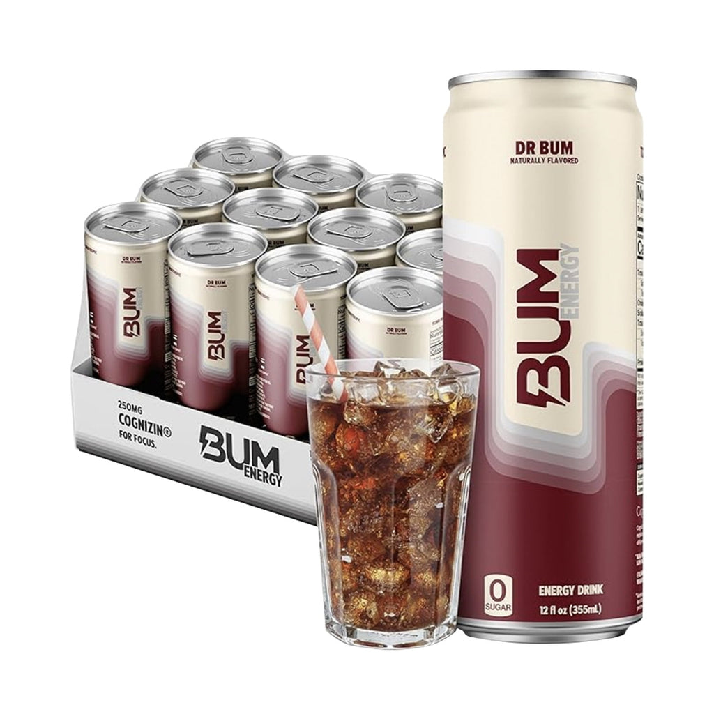 BUM Energy Dr. BUM Energy Drink, Zero Sugar, 112mg Natural Caffeine, Crash Free Focus, 12 fl oz Can