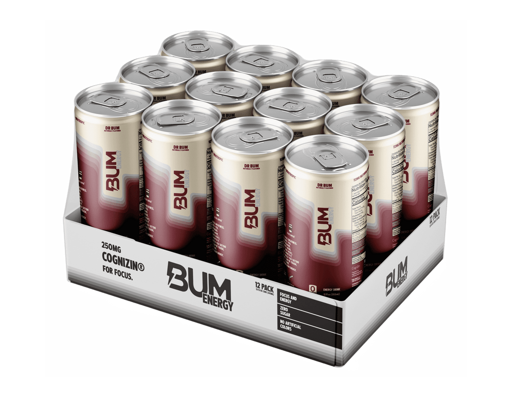 BUM Energy Dr. BUM Energy Drink, Zero Sugar, 112mg Natural Caffeine, Crash Free Focus, 12 fl oz Can