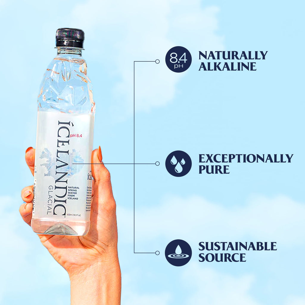 Icelandic Glacial Natural Alkaline Spring Water, 500 mL, 24 pack Plastic Bottles