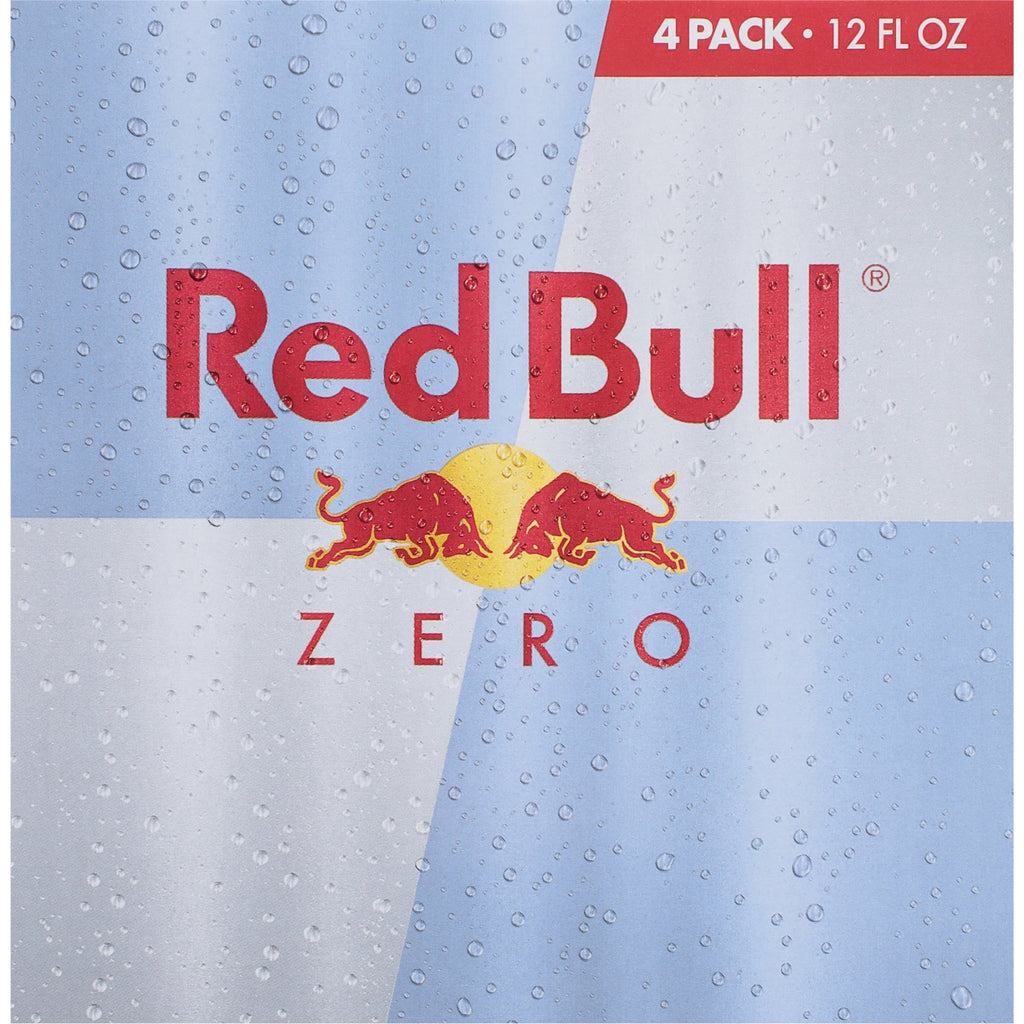 Red Bull Zero Energy Drink, 12 fl. oz., Pack of 4 Cans, 114mg Caffeine, Taurine & B Vitamins