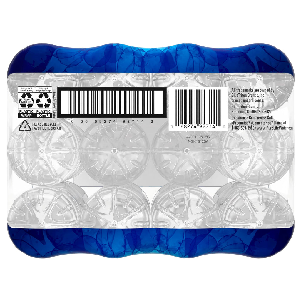Pure Life Purified Water, 16.9 fl oz, 12-pack Plastic Bottles