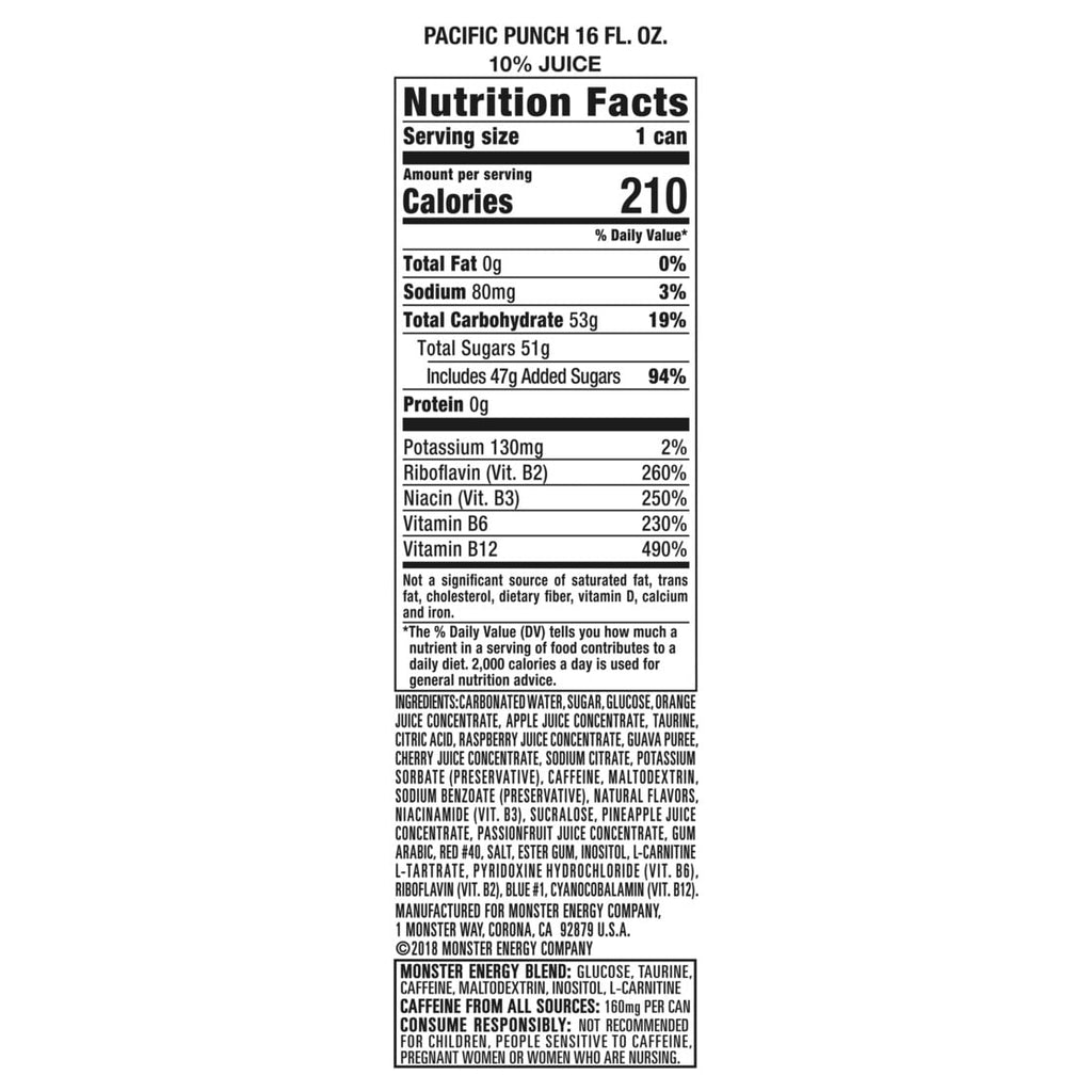 Monster Energy Juice, Pacific Punch, Juice + Energy Drink, 16 Fl Oz