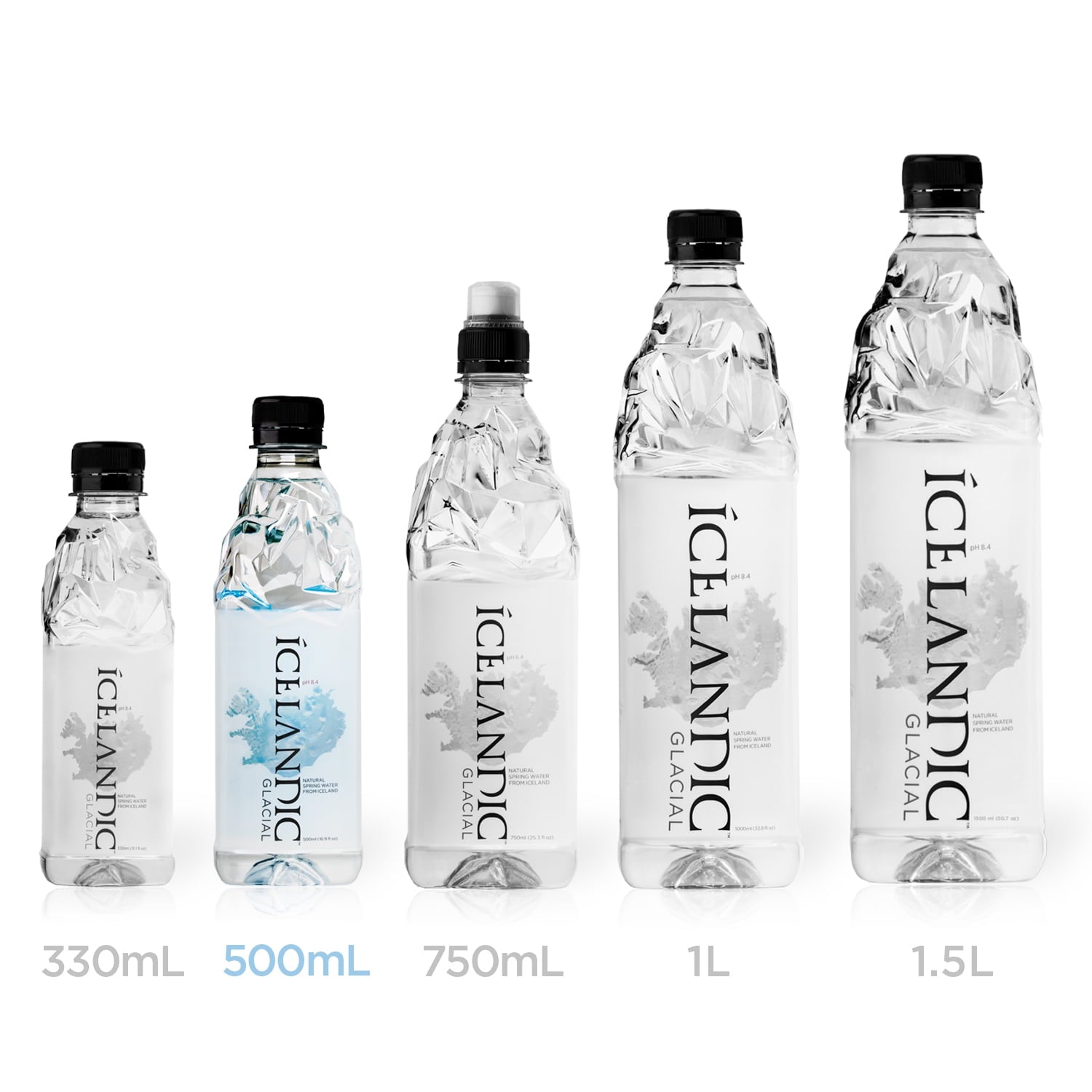 Icelandic Glacial Natural Alkaline Spring Water, 500 mL, 24 pack Plastic Bottles