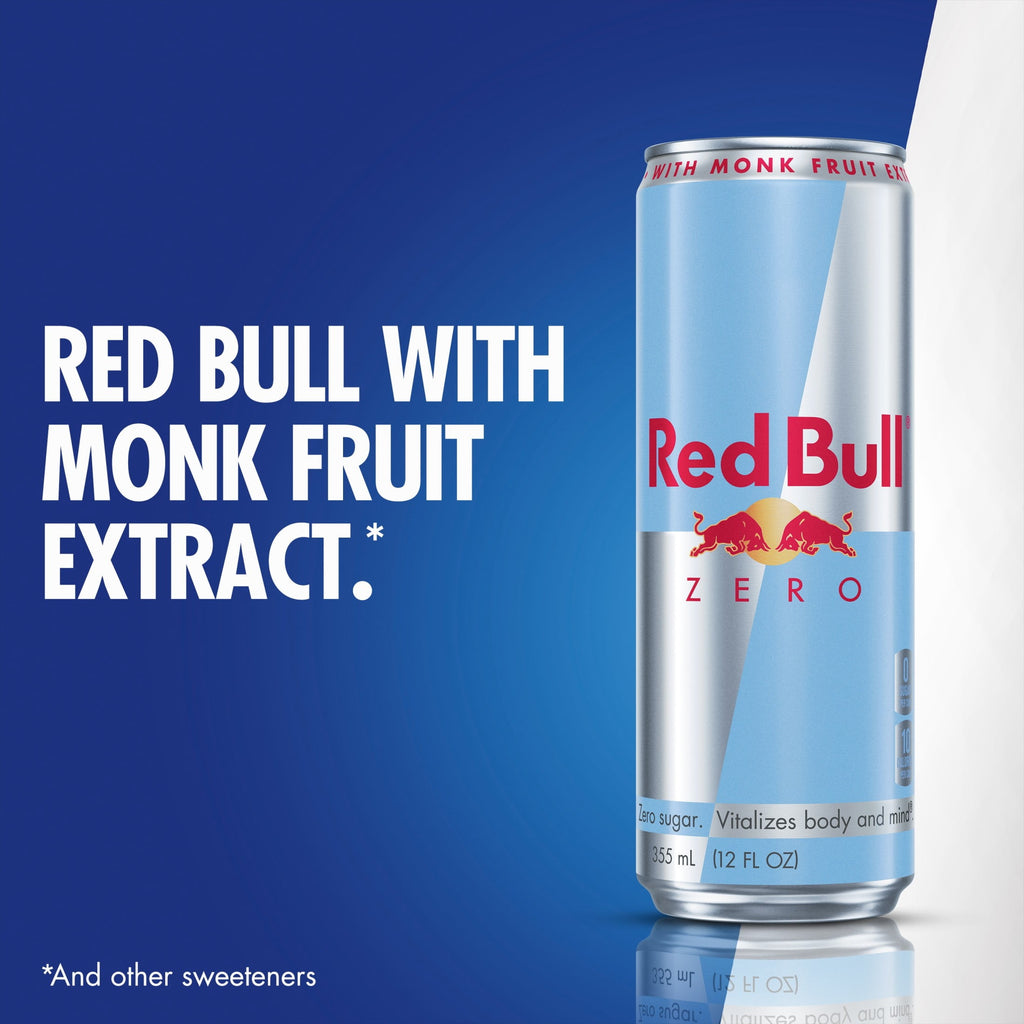 Red Bull Zero Energy Drink, 12 fl. oz., Pack of 4 Cans, 114mg Caffeine, Taurine & B Vitamins