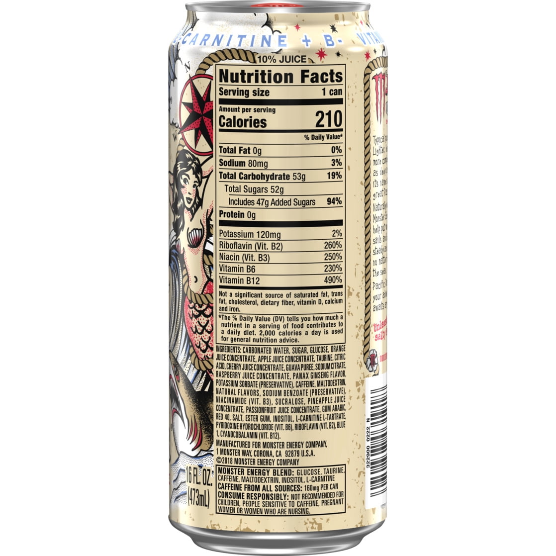 Monster Energy Juice, Pacific Punch, Juice + Energy Drink, 16 Fl Oz