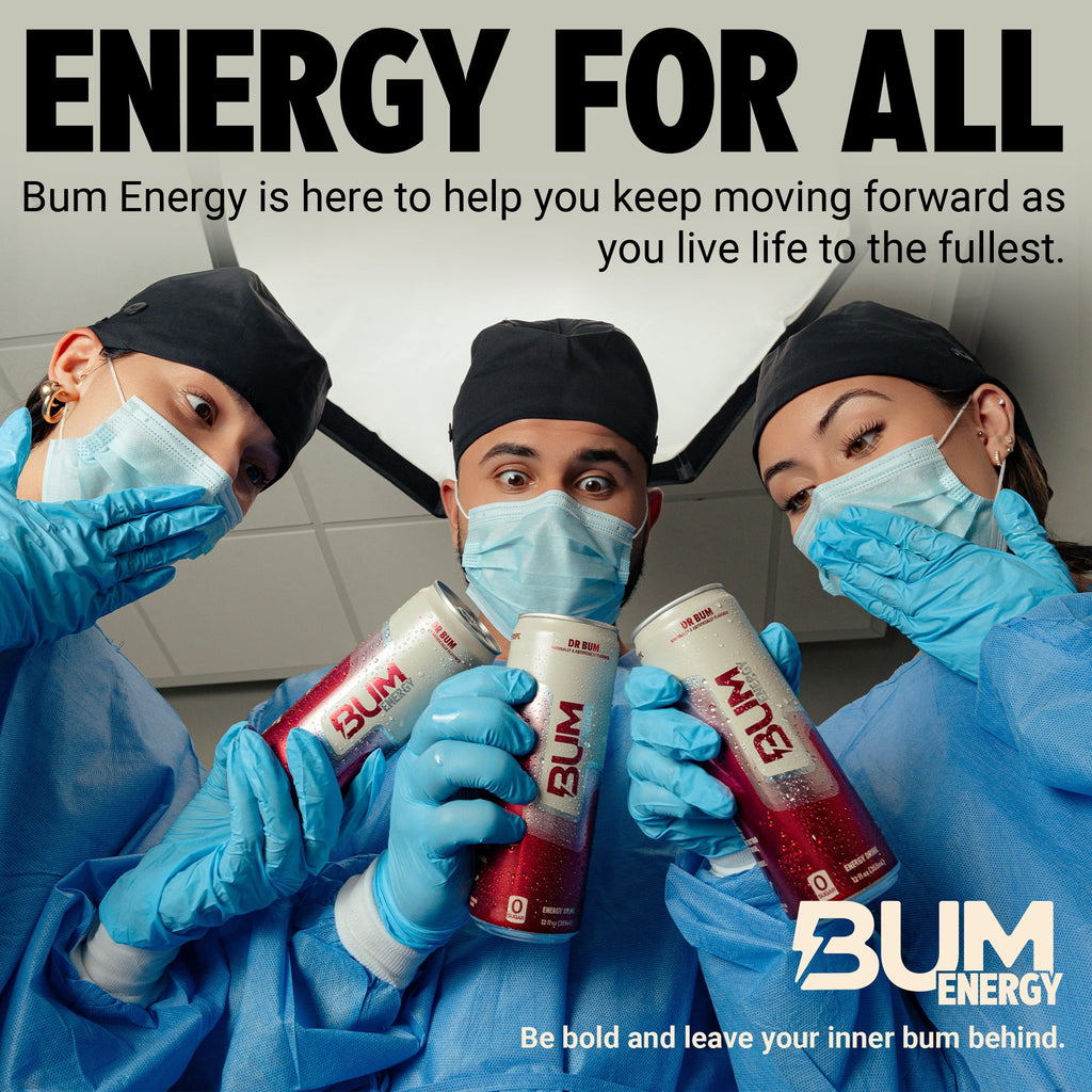 BUM Energy Dr. BUM Energy Drink, Zero Sugar, 112mg Natural Caffeine, Crash Free Focus, 12 fl oz Can