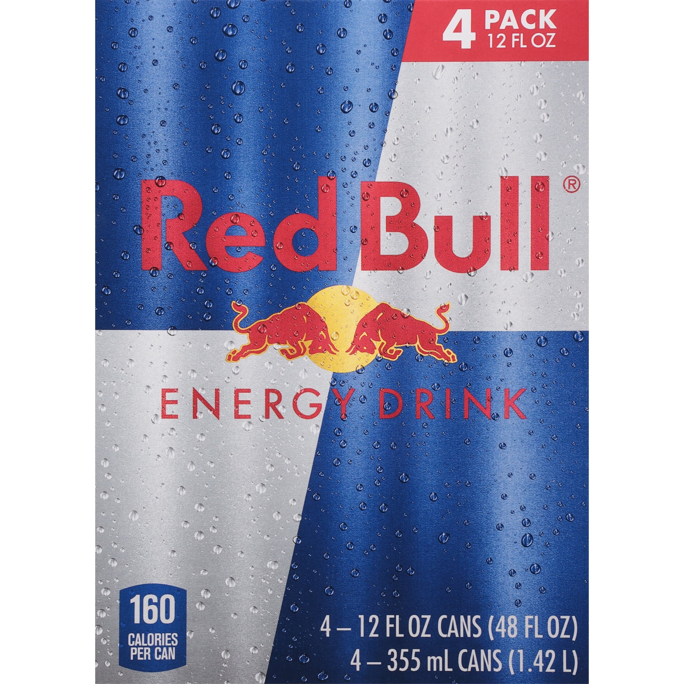 Red Bull Energy Drink, 114mg Caffeine, 12 fl. oz., Pack of 4 Cans
