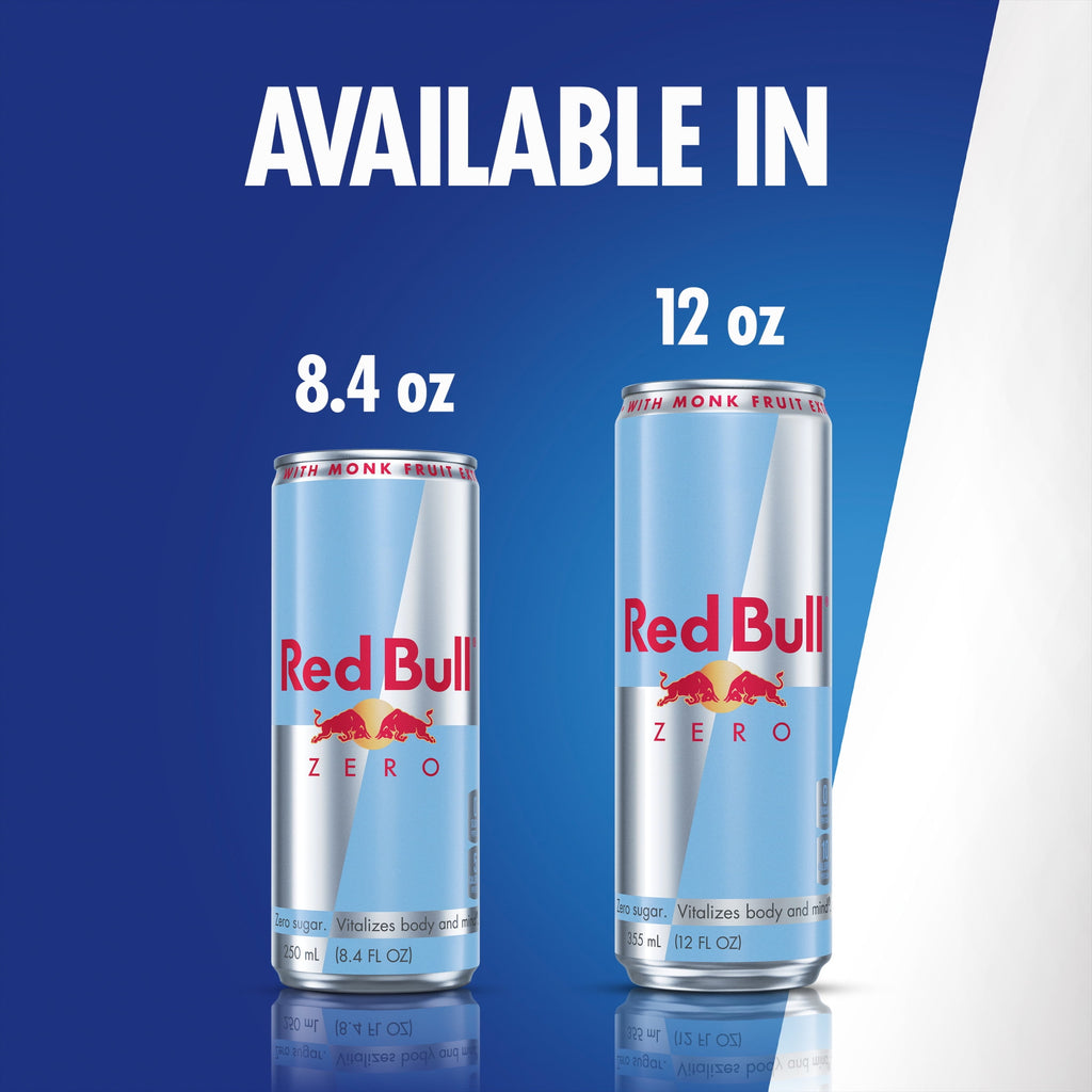 Red Bull Zero Energy Drink, 12 fl. oz., Pack of 4 Cans, 114mg Caffeine, Taurine & B Vitamins