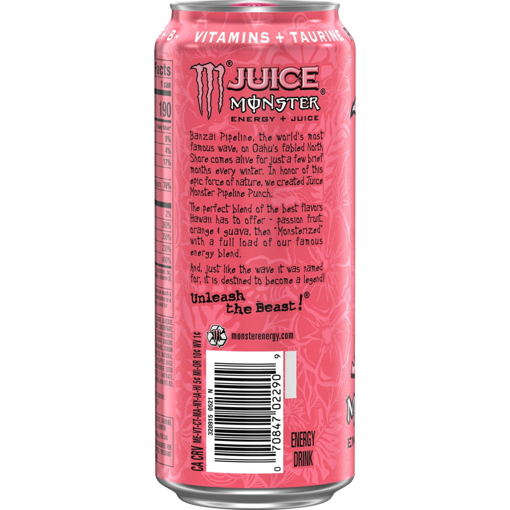 Monster Energy Juice, Pipeline Punch, Juice + Energy Drink, 16 Fl Oz