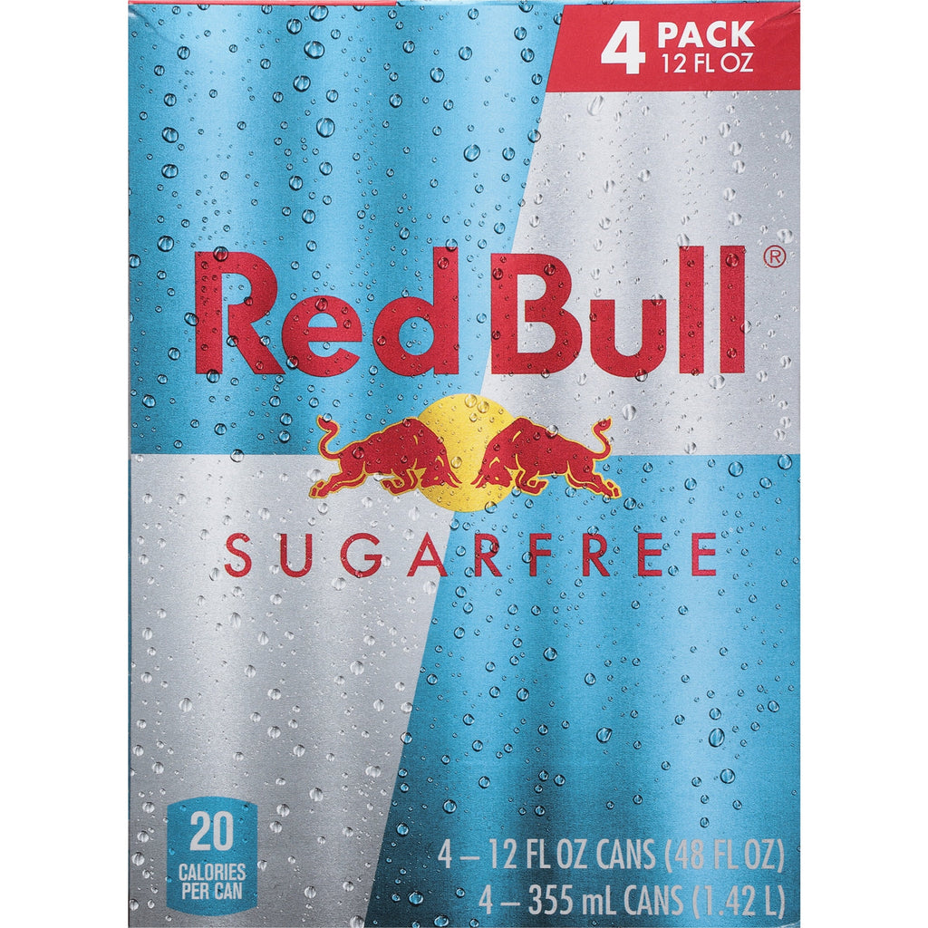 Red Bull Sugarfree Energy Drink, 12 fl. oz., Pack of 4 Cans, 114mg Caffeine, Taurine & B Vitamins