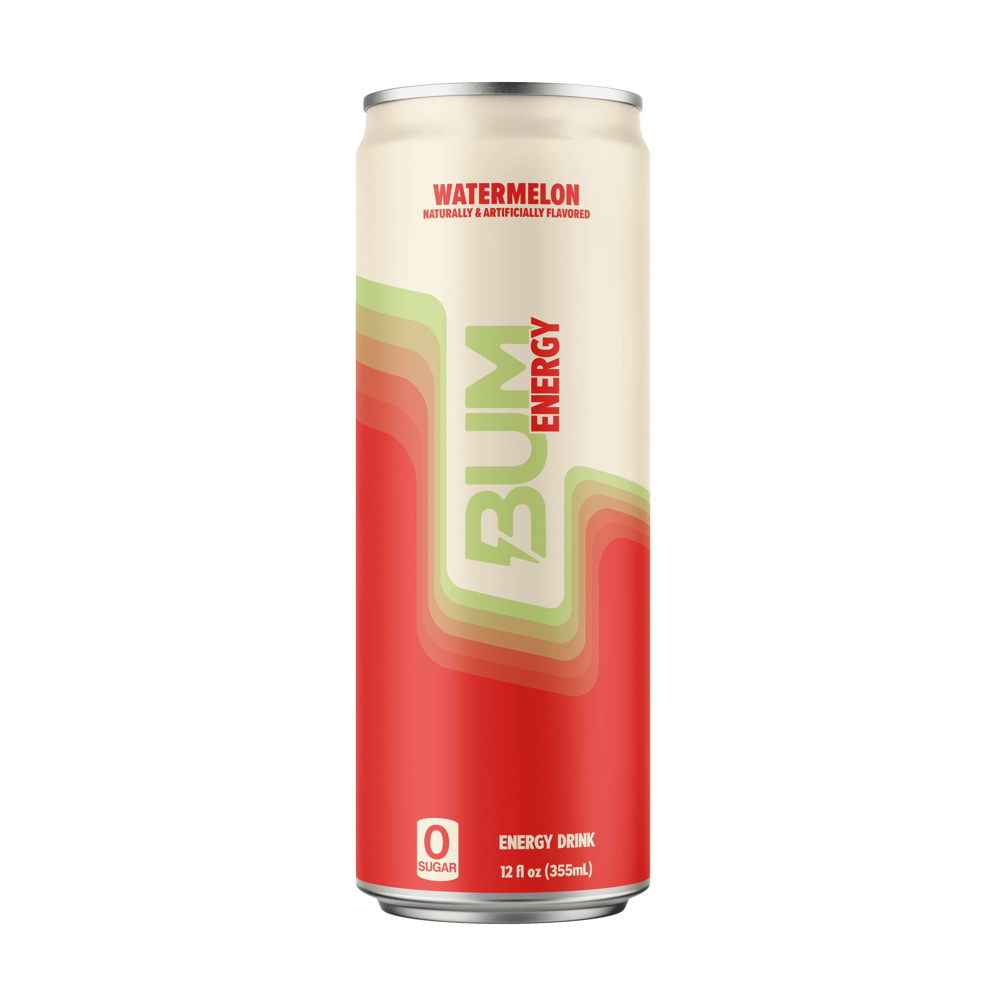 BUM Energy Watermelon Energy Drink, Zero Sugar, 112mg Natural Caffeine, Crash Free Focus, 12 fl oz Can