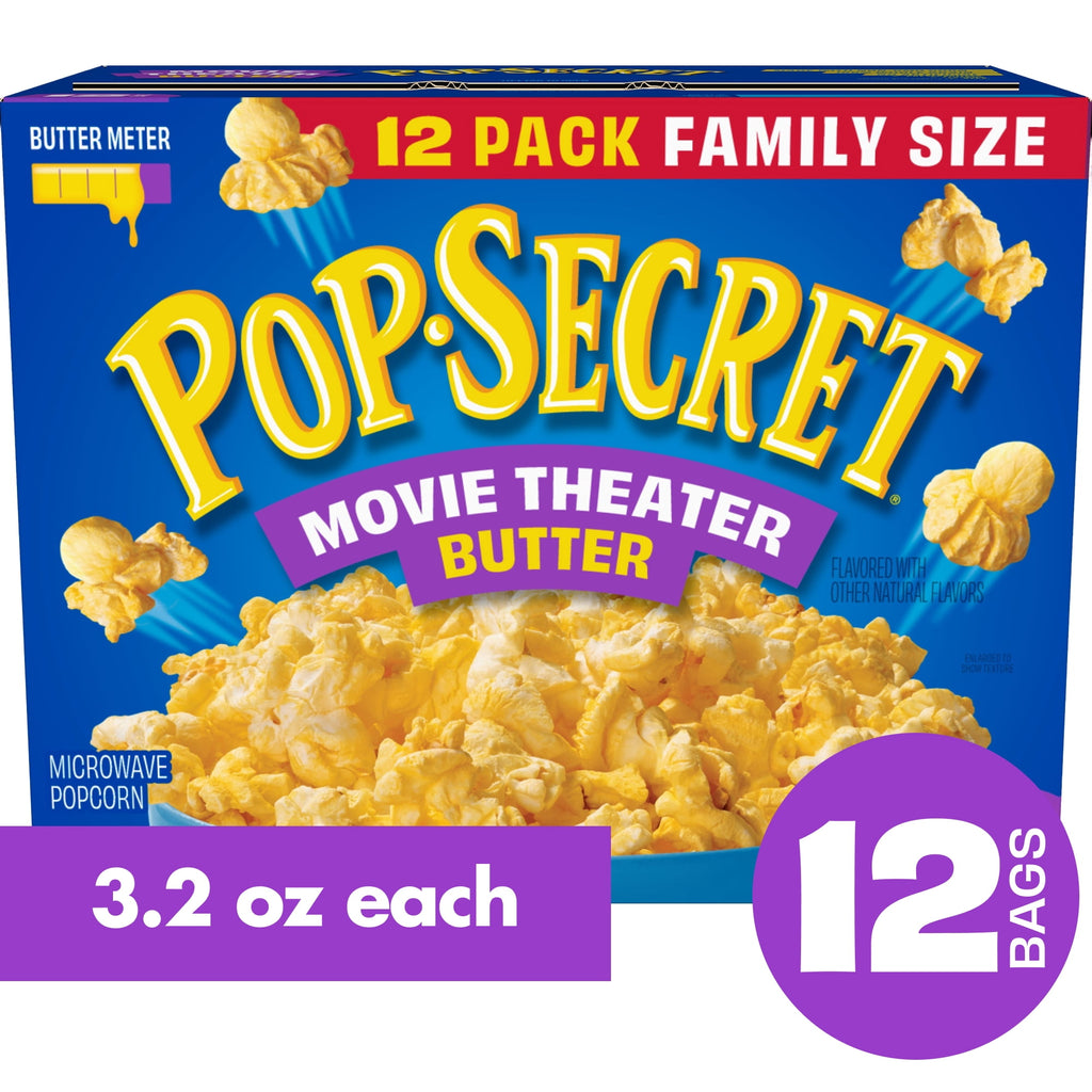 Pop Secret Microwave Popcorn, Movie Theater Butter, Flavor, 3 oz Sharing Bags, 12 Ct