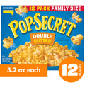 Pop Secret Popcorn, Double Butter Microwave Popcorn, 3.2 oz Sharing Bags, 12 Ct