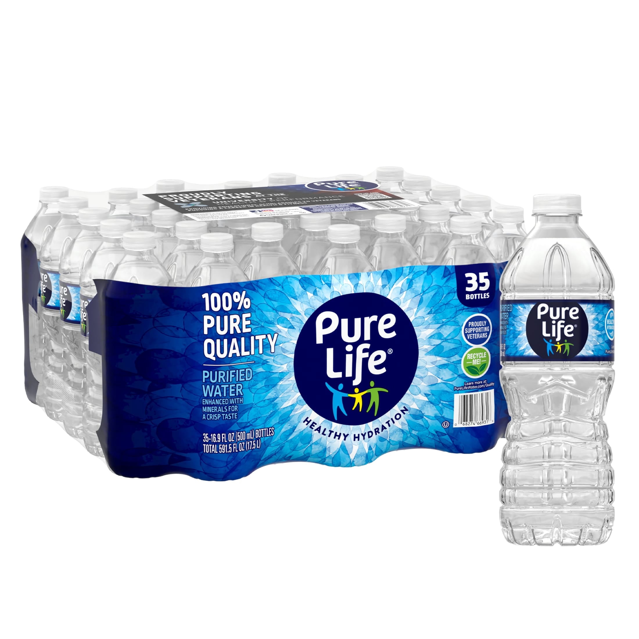 Pure Life Purified Water, 16.9 fl oz, 12-pack Plastic Bottles