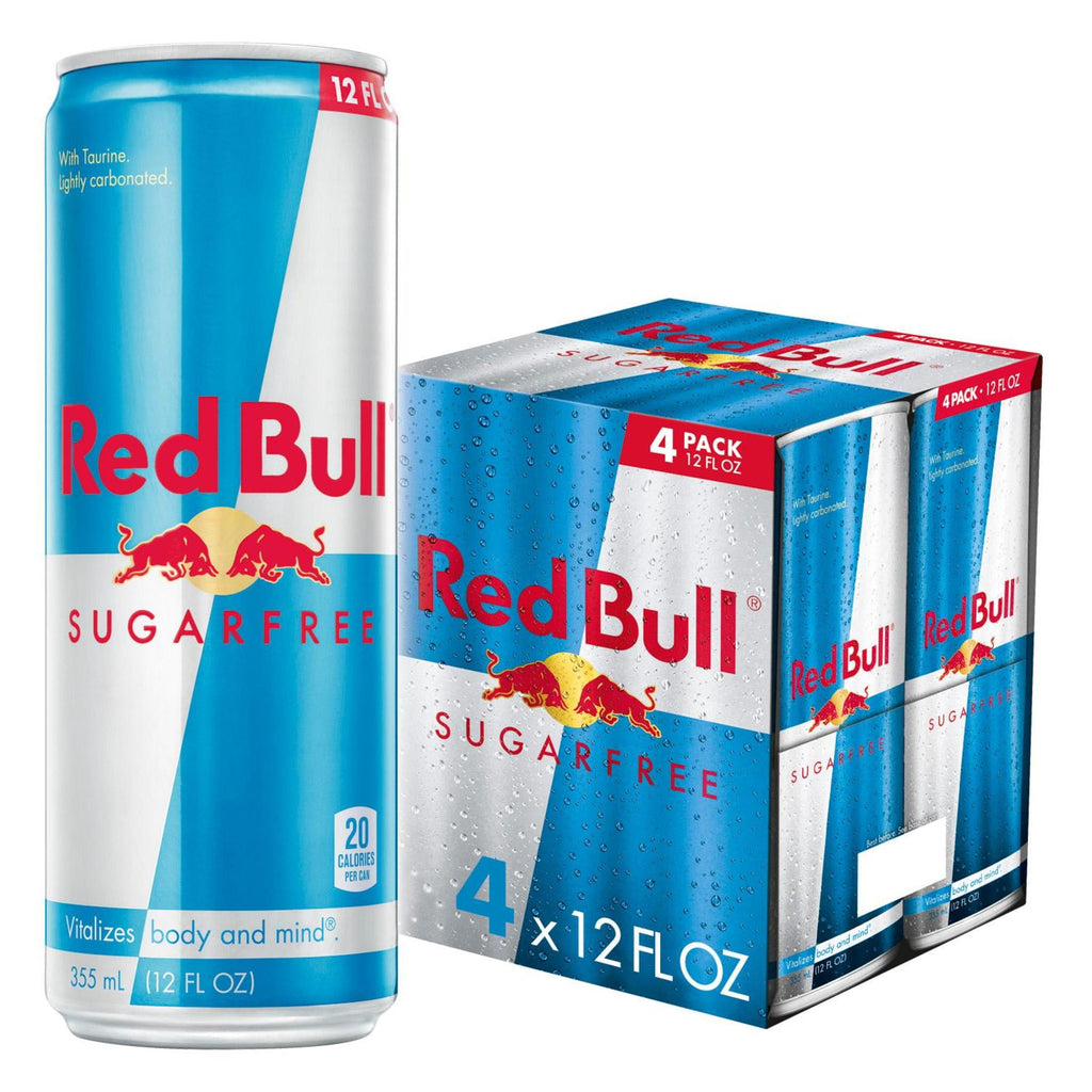 Red Bull Sugarfree Energy Drink, 12 fl. oz., Pack of 4 Cans, 114mg Caffeine, Taurine & B Vitamins