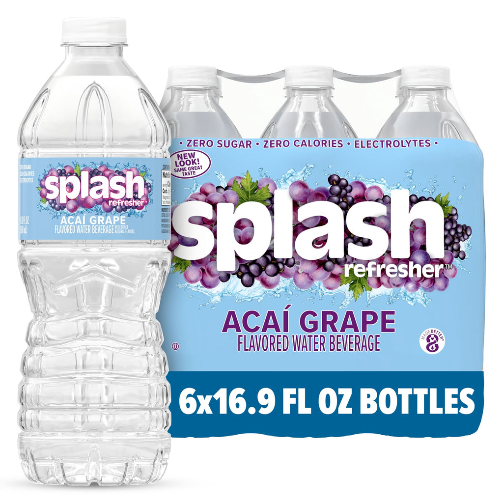 Splash Blast Acai Grape Flavored Water, 16.9 fl oz, 6-pack Plastic Bottles