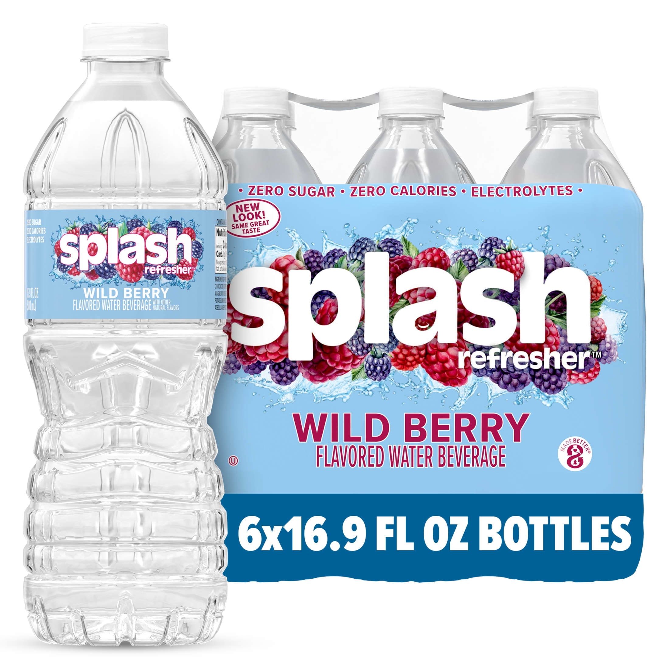 Splash Blast Wild Berry Flavored Water, 16.9 fl oz, 6-pack Plastic Bottles