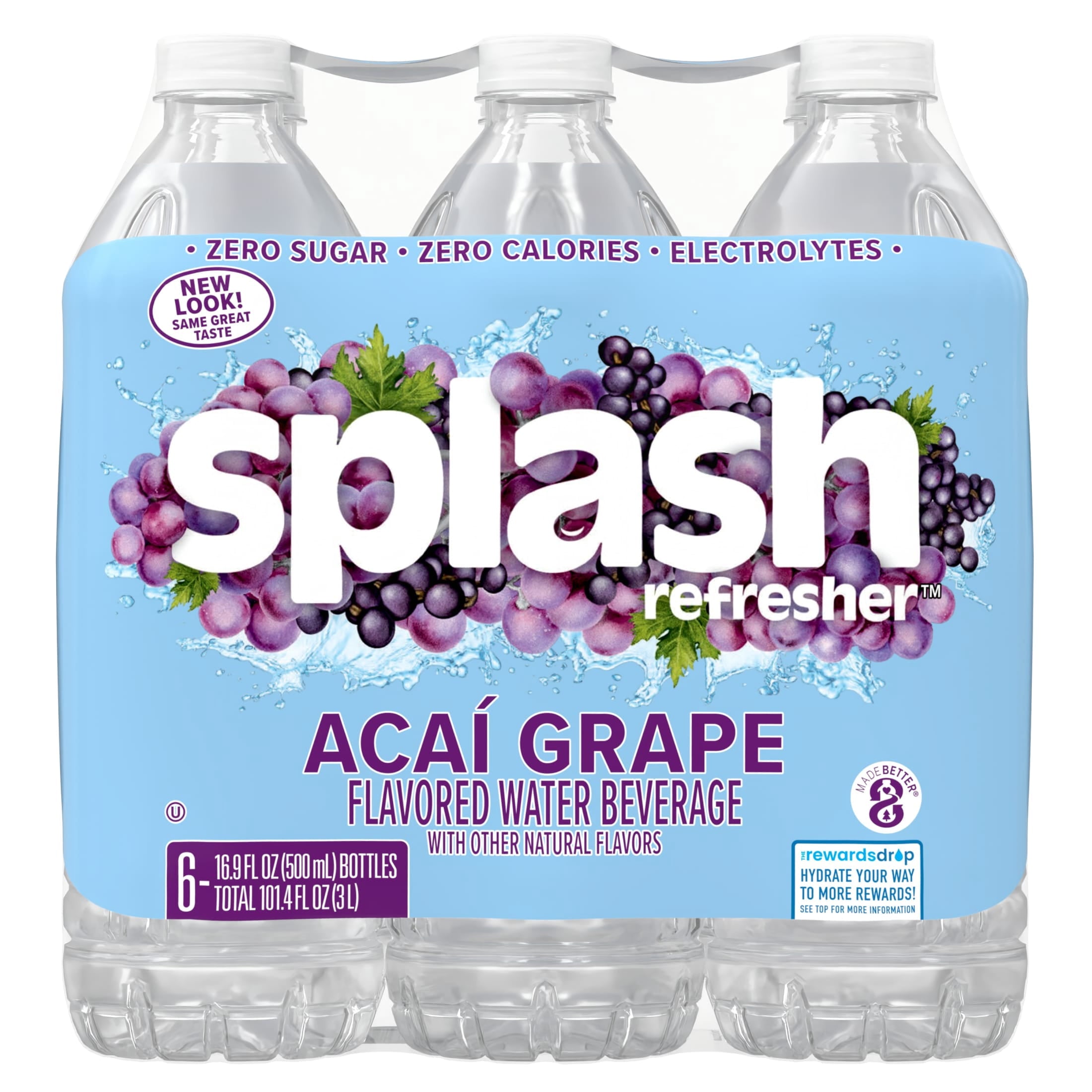 Splash Blast Acai Grape Flavored Water, 16.9 fl oz, 6-pack Plastic Bottles