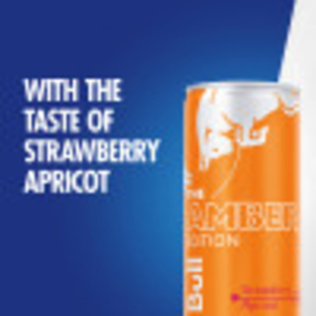 Red Bull Amber Edition Energy Drink, Strawberry Apricot, 114mg Caffeine, 12 fl. oz., Pack of 4 Cans