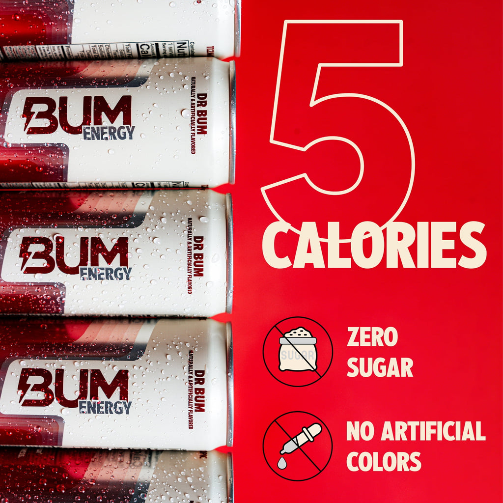 BUM Energy Dr. BUM Energy Drink, Zero Sugar, 112mg Natural Caffeine, Crash Free Focus, 12 fl oz Can