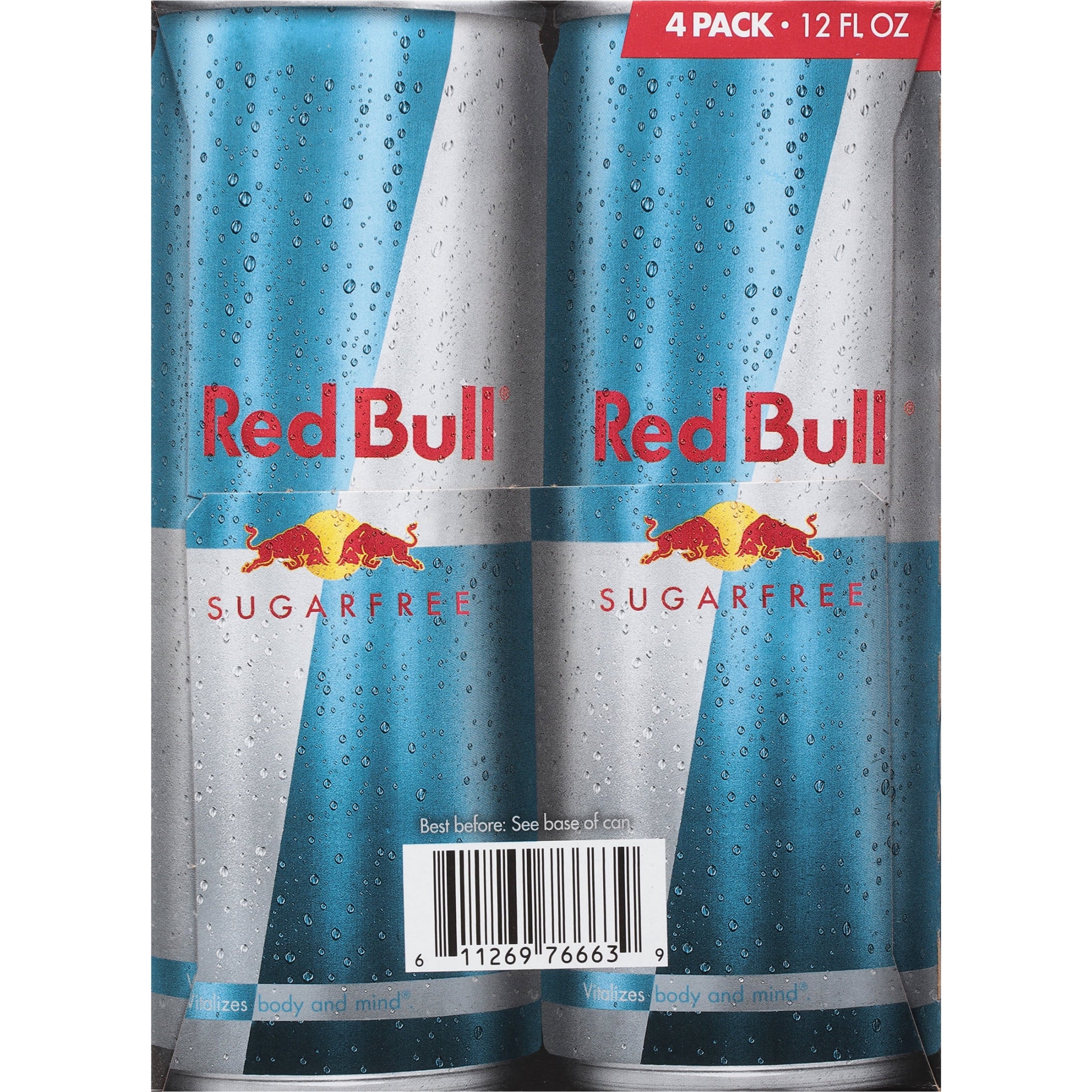 Red Bull Sugarfree Energy Drink, 12 fl. oz., Pack of 4 Cans, 114mg Caffeine, Taurine & B Vitamins