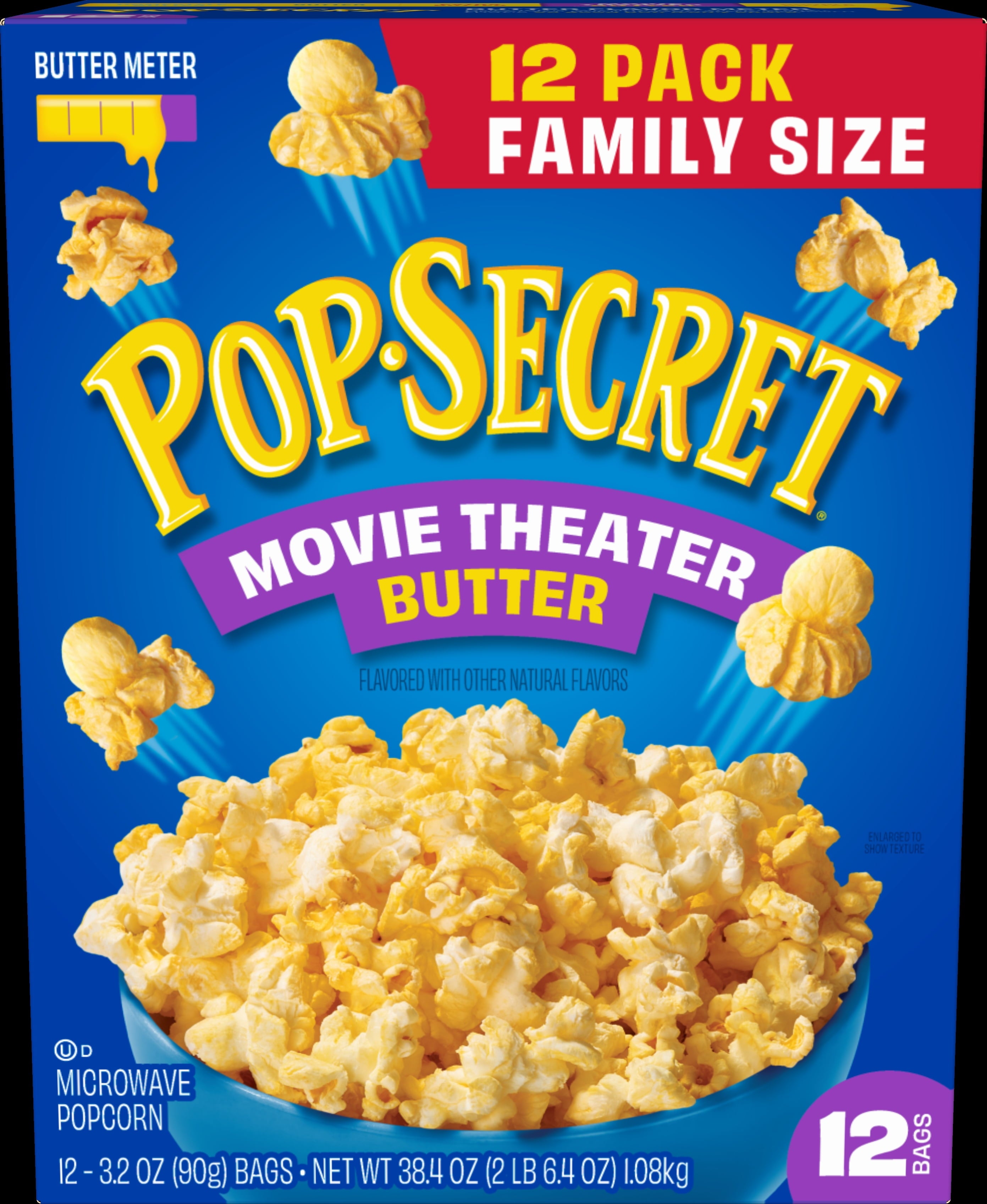 Pop Secret Microwave Popcorn, Movie Theater Butter, Flavor, 3 oz Sharing Bags, 12 Ct