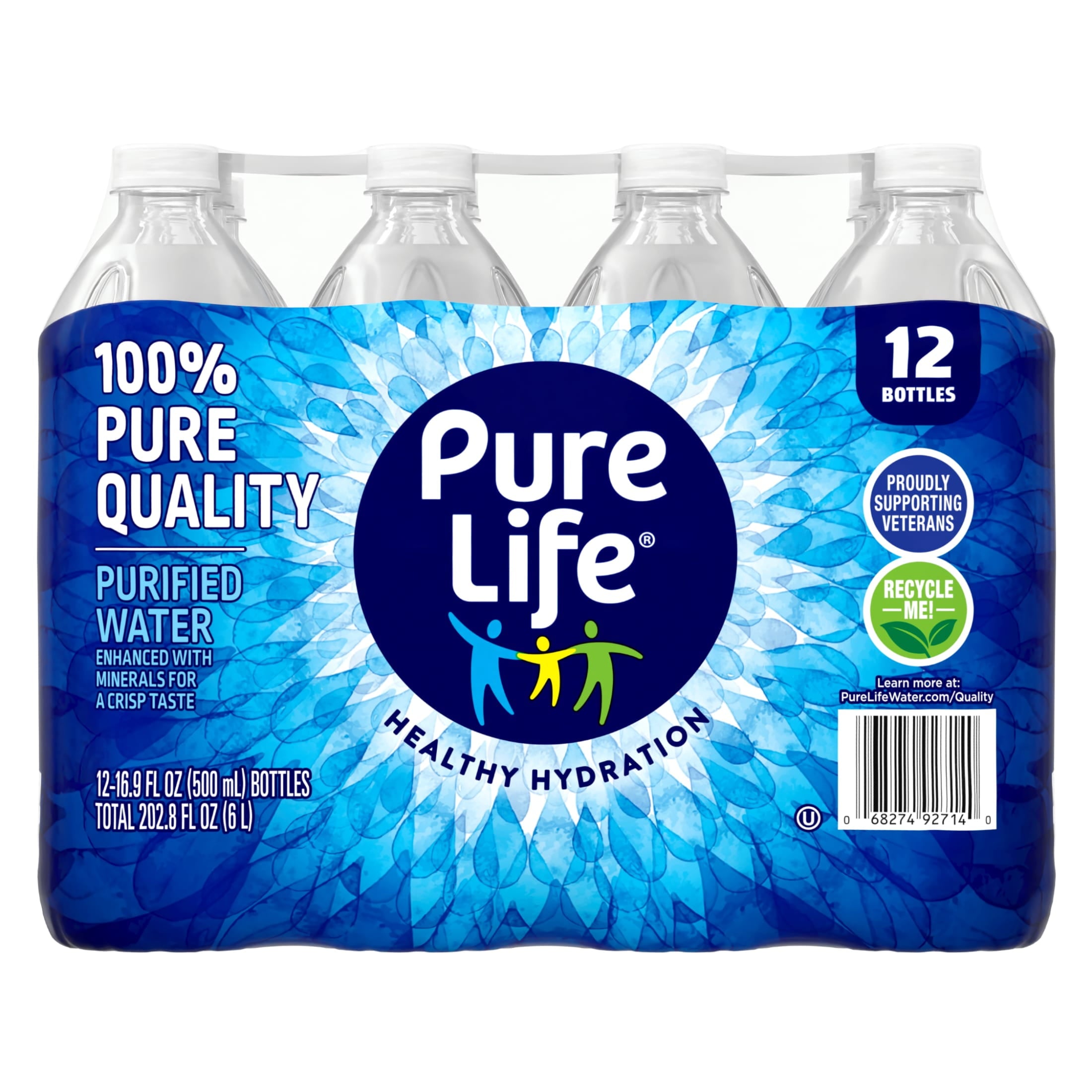 Pure Life Purified Water, 16.9 fl oz, 12-pack Plastic Bottles