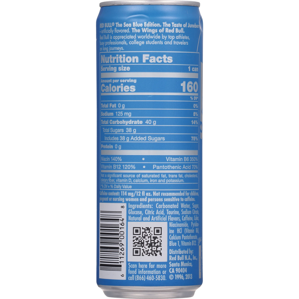 Red Bull Sea Blue Edition Energy Drink, Juneberry, 12 fl. oz. Can, 114mg Caffeine