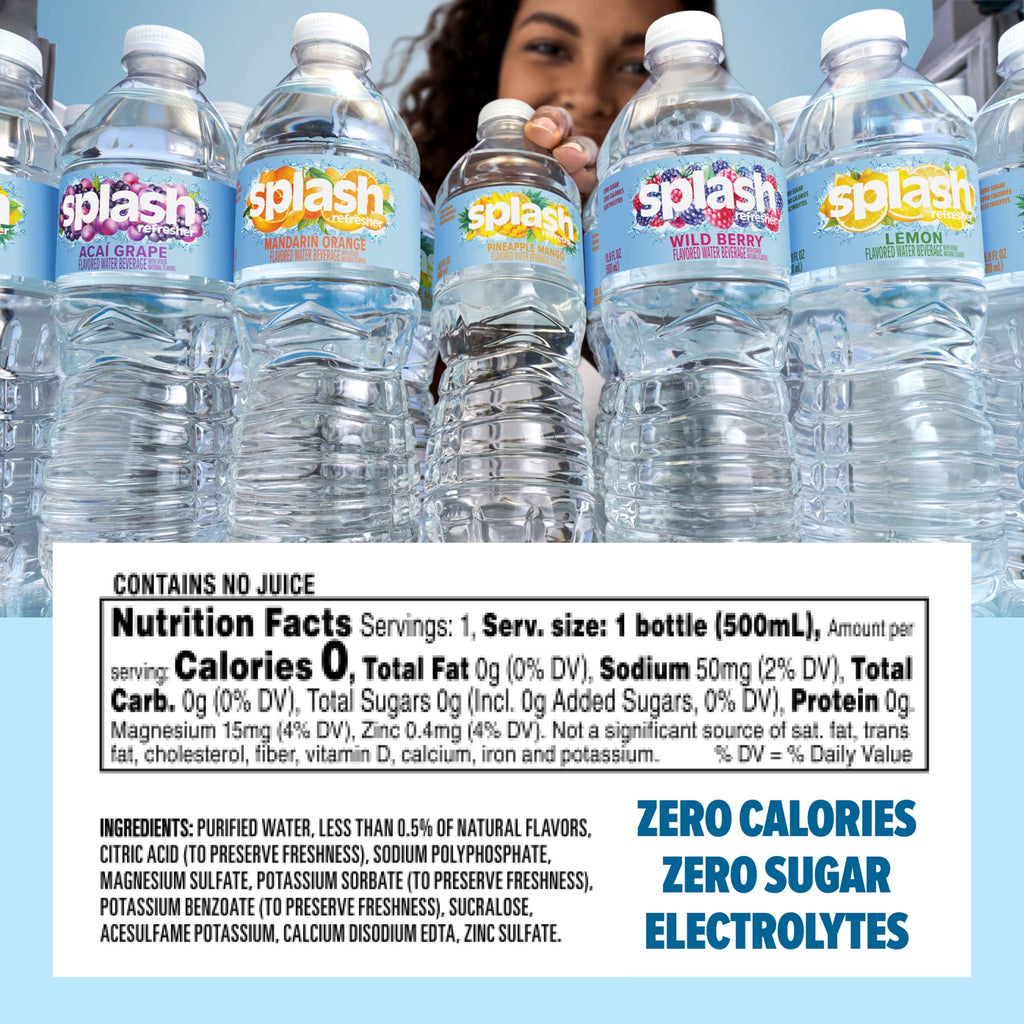 Splash Blast Wild Berry Flavored Water, 16.9 fl oz, 6-pack Plastic Bottles
