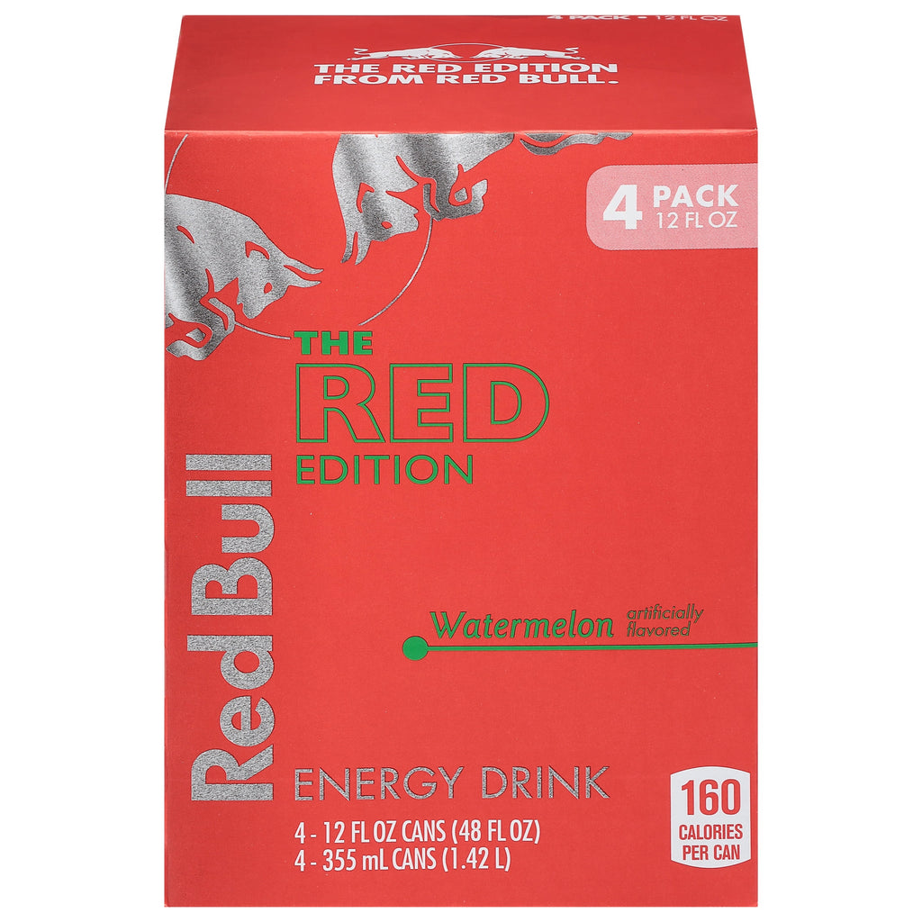 Red Bull Red Edition Energy Drink, Watermelon, 12 fl. oz., Pack of 4 Cans