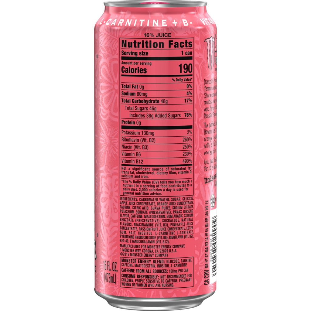 Monster Energy Juice, Pipeline Punch, Juice + Energy Drink, 16 Fl Oz