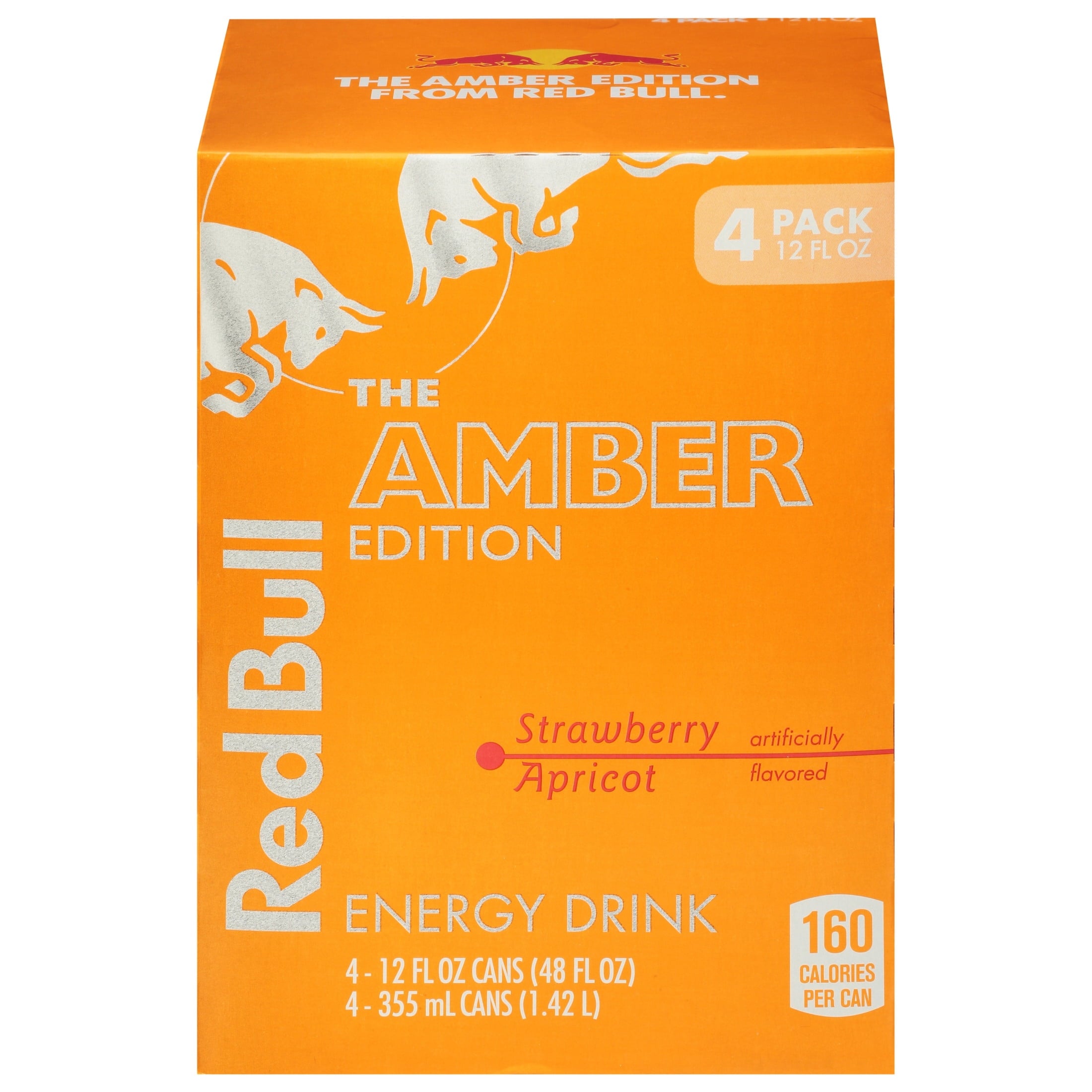 Red Bull Amber Edition Energy Drink, Strawberry Apricot, 114mg Caffeine, 12 fl. oz., Pack of 4 Cans
