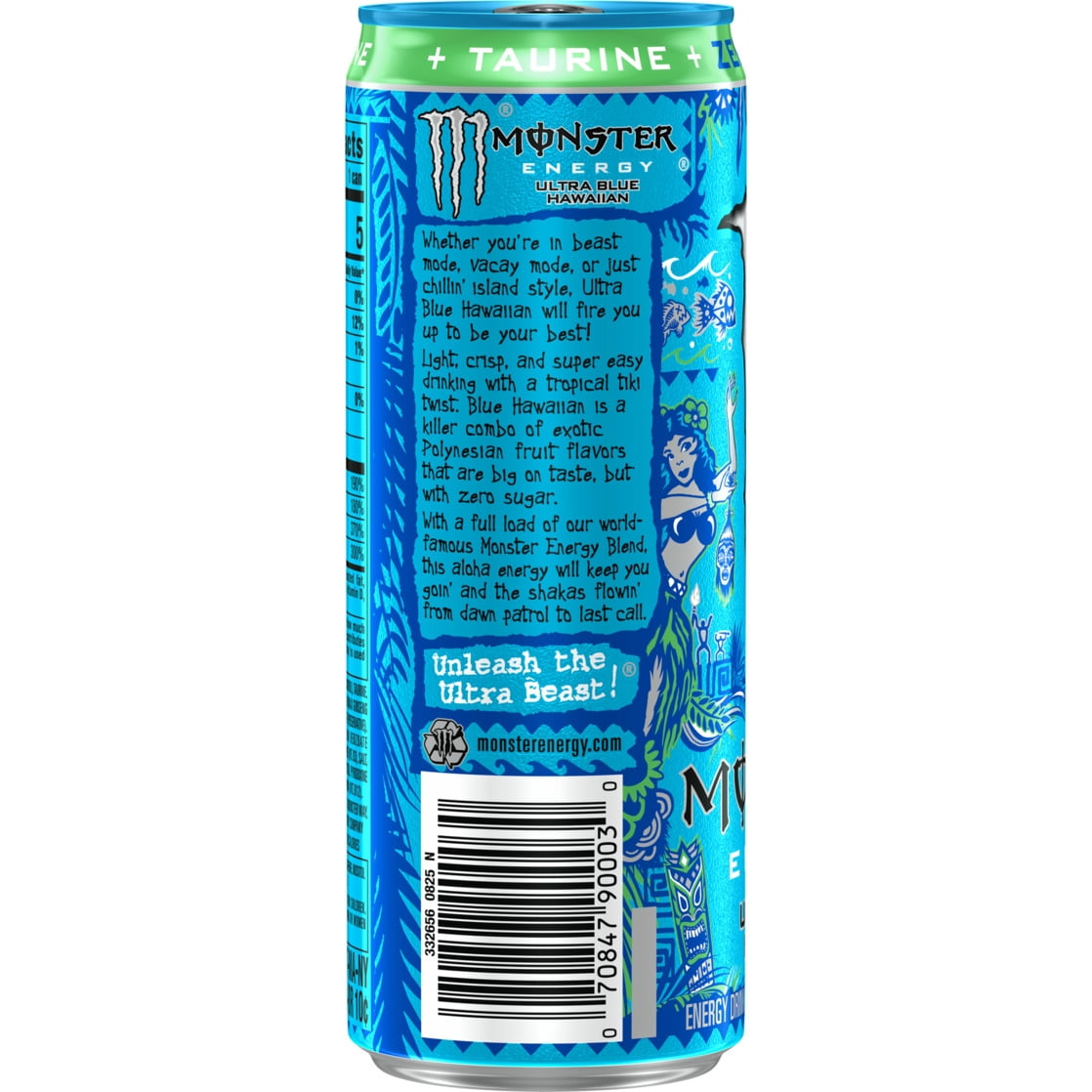 Monster Energy, Ultra Blue Hawaiian, Sugar Free Energy Drink, 12 fl oz, Can